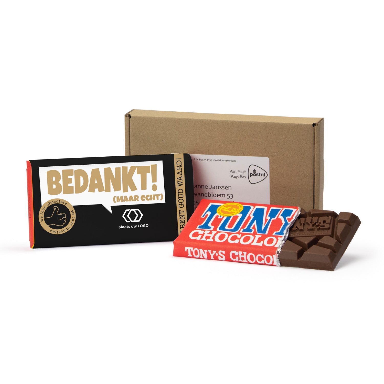 Tony's Chocolonely 180gram versturen -Verpleging - Bedankjes.nl