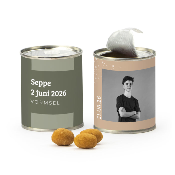 Blikje borrelnootjes - Communie jongens Blikje borrelnootjes - Communie jongens