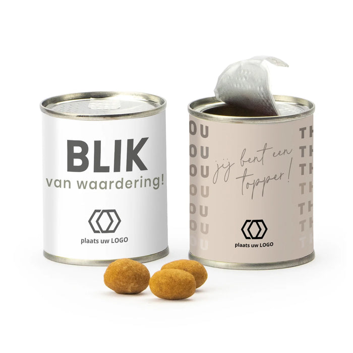 Blikje Borrelnootjes met logo - Zakelijk Blikje Borrelnootjes met logo - Zakelijk