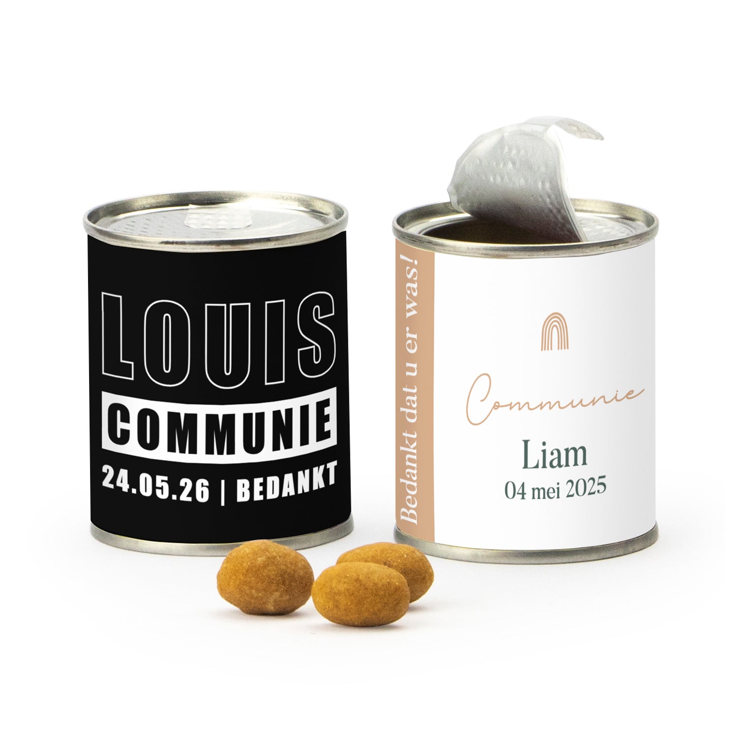 Blikje borrelnootjes - Communie jongens - Bedankjes.nl