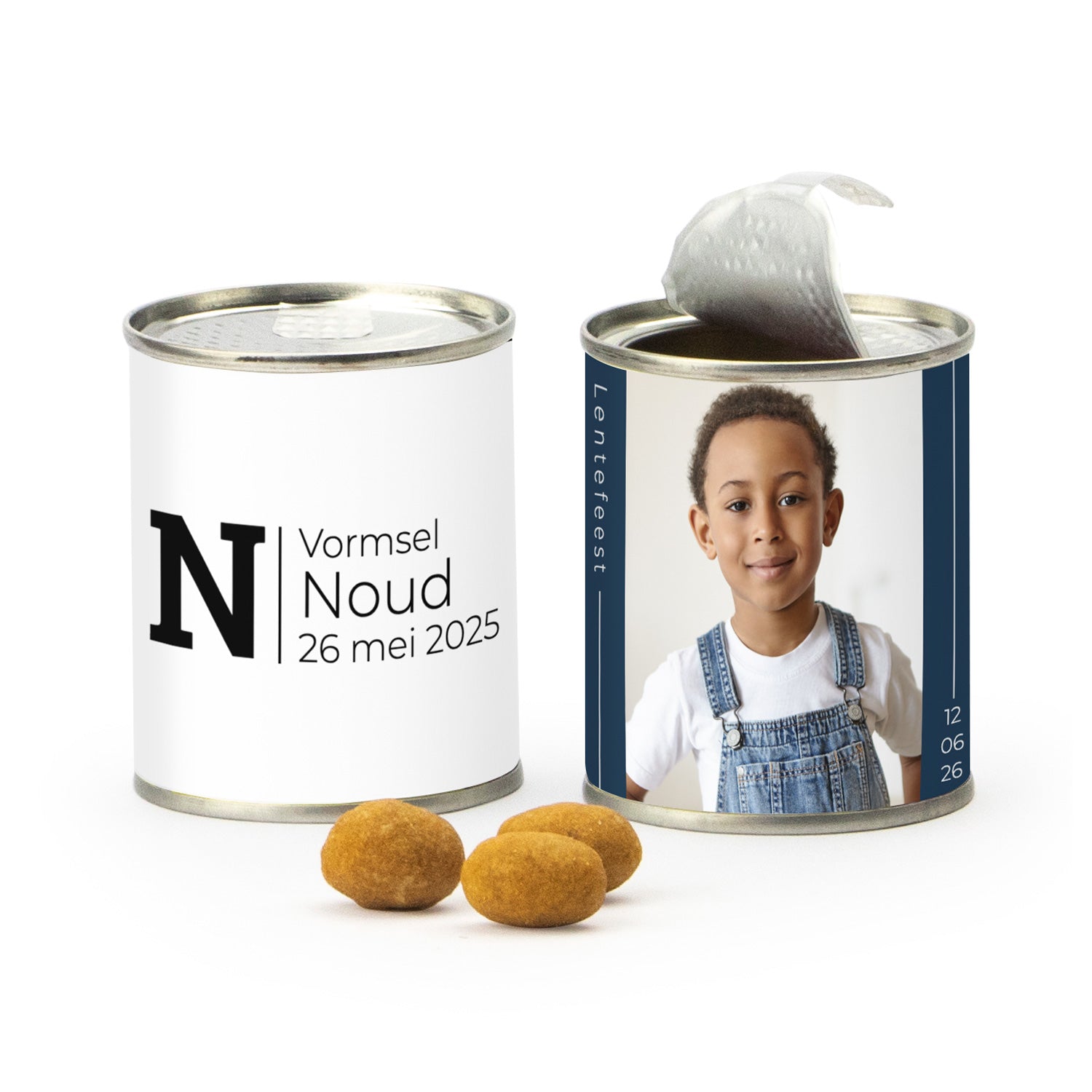 Blikje borrelnootjes - Communie jongens - Bedankjes.nl