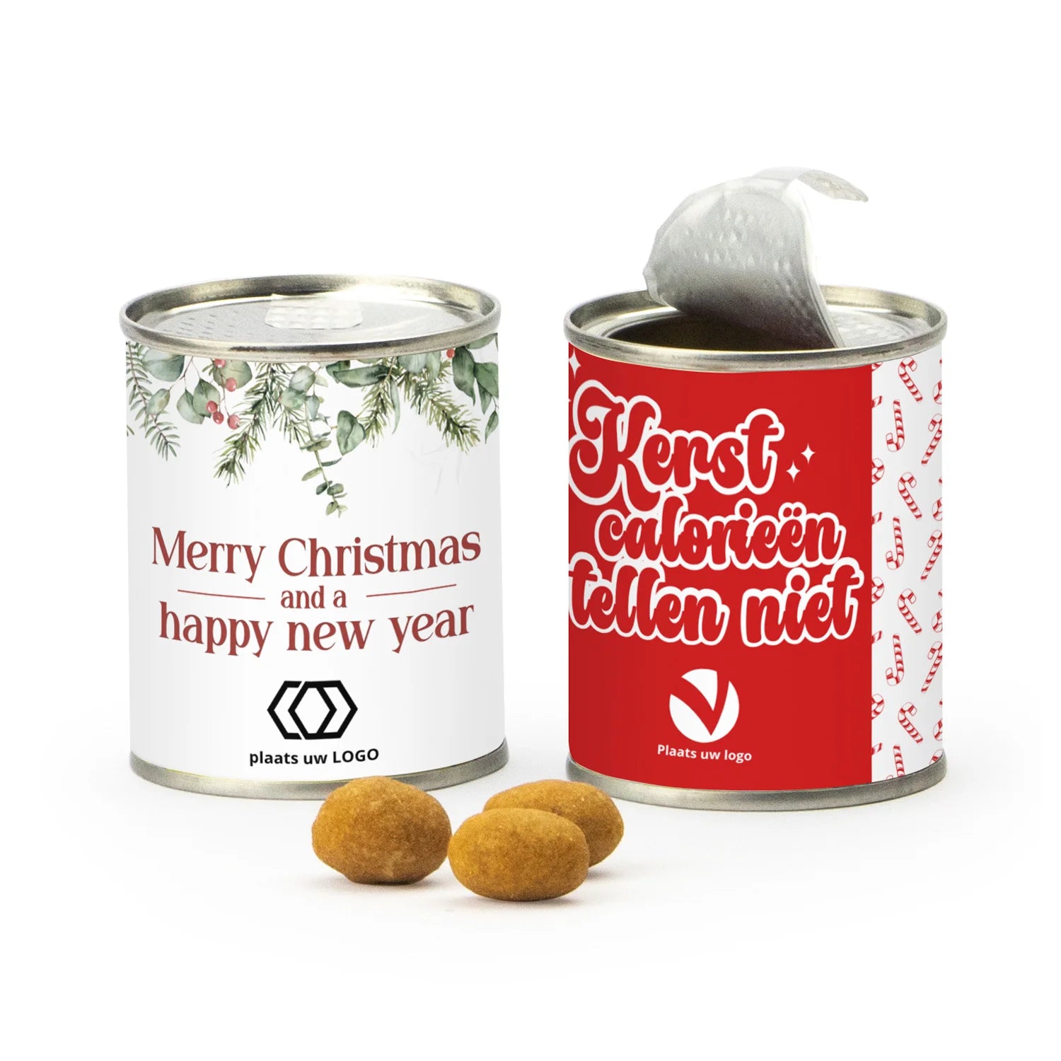 Blikje kerstborrelnootjes - Kerst - Bedankjes.nl