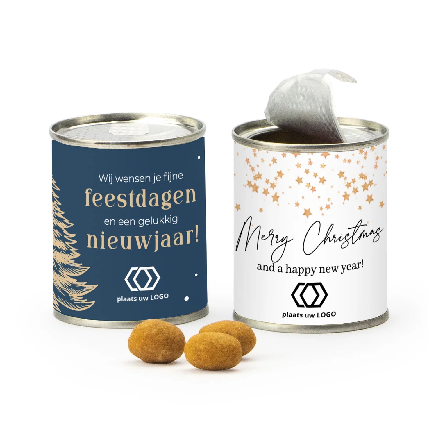 Blikje kerstborrelnootjes - Kerst - Bedankjes.nl