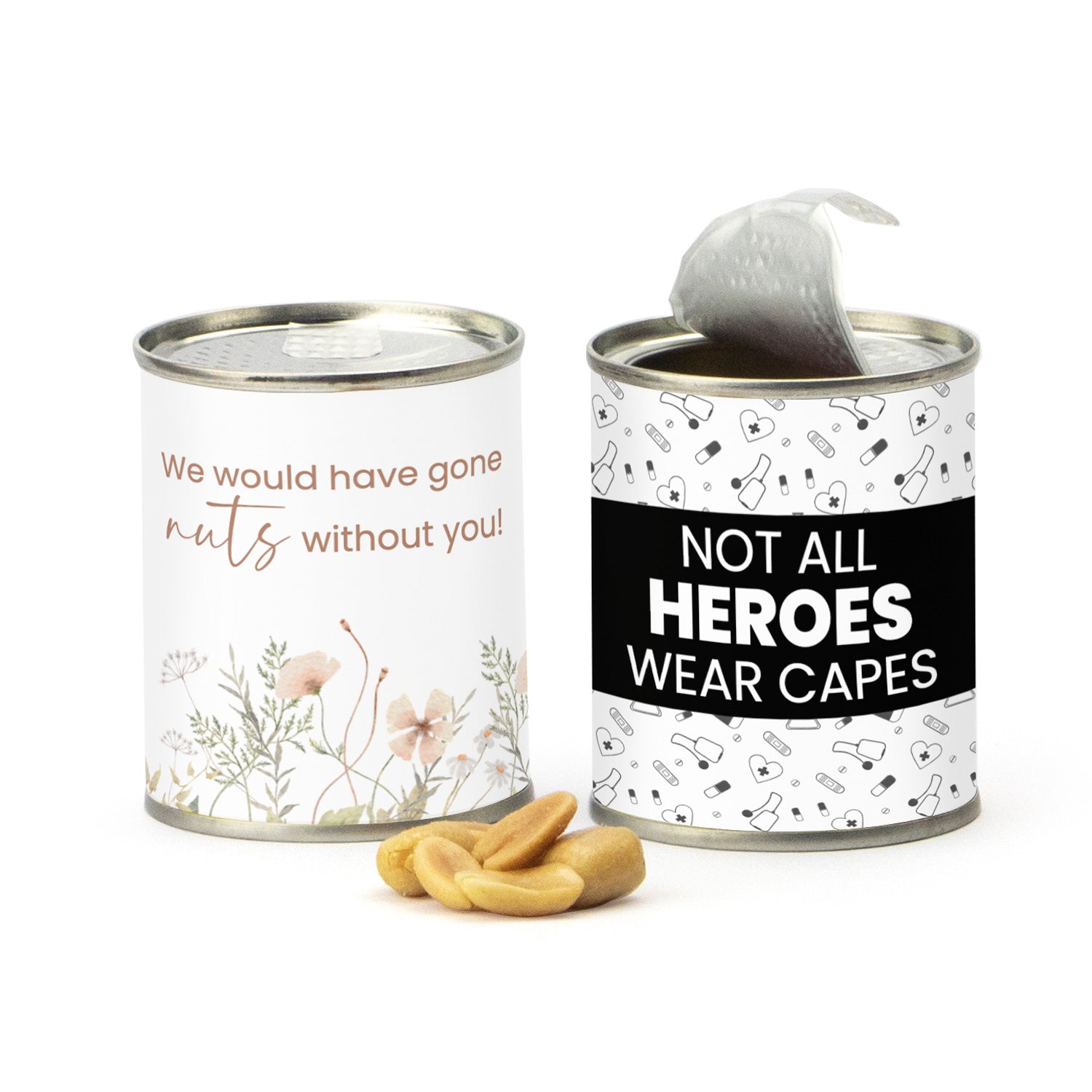 Blikje Zoute pinda's met logo - Verpleging - Bedankjes.nl