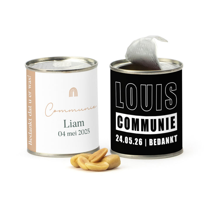 Blikje zoute pinda's- Communie jongens Blikje zoute pinda's- Communie jongens