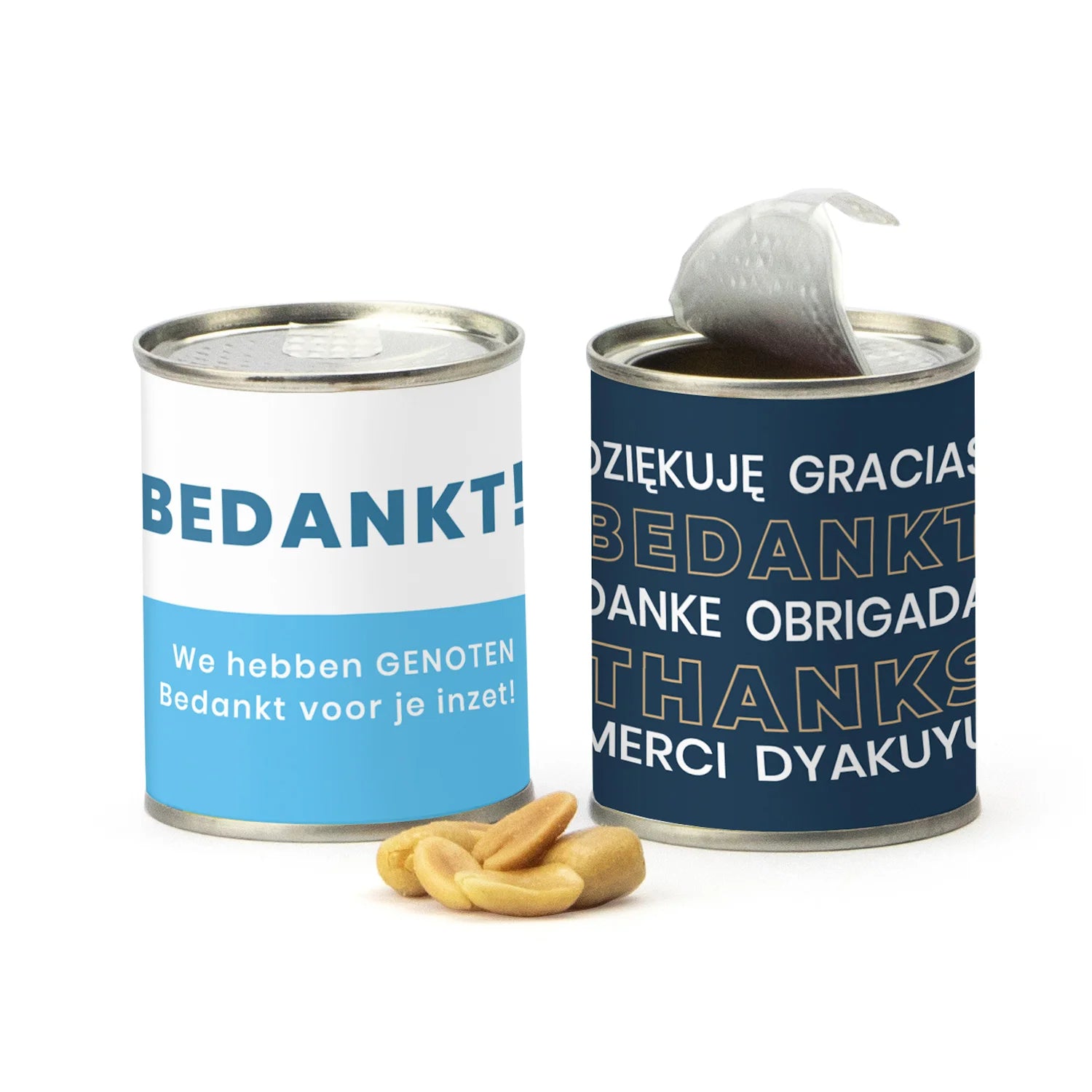 Blikje Zoute pinda's met logo - Zakelijk