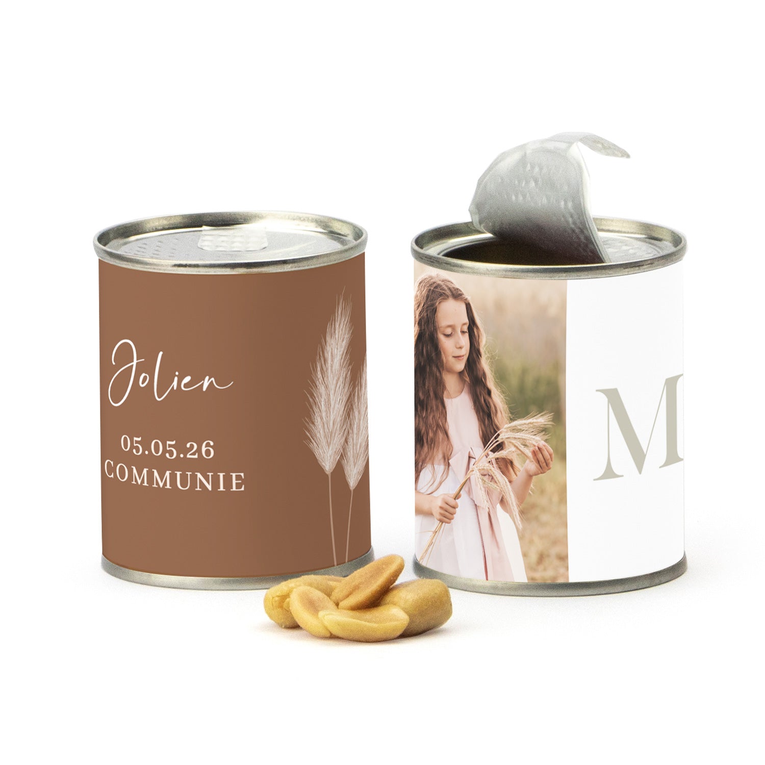 Blikje zoute pinda's- Communie meisjes - Bedankjes.nl