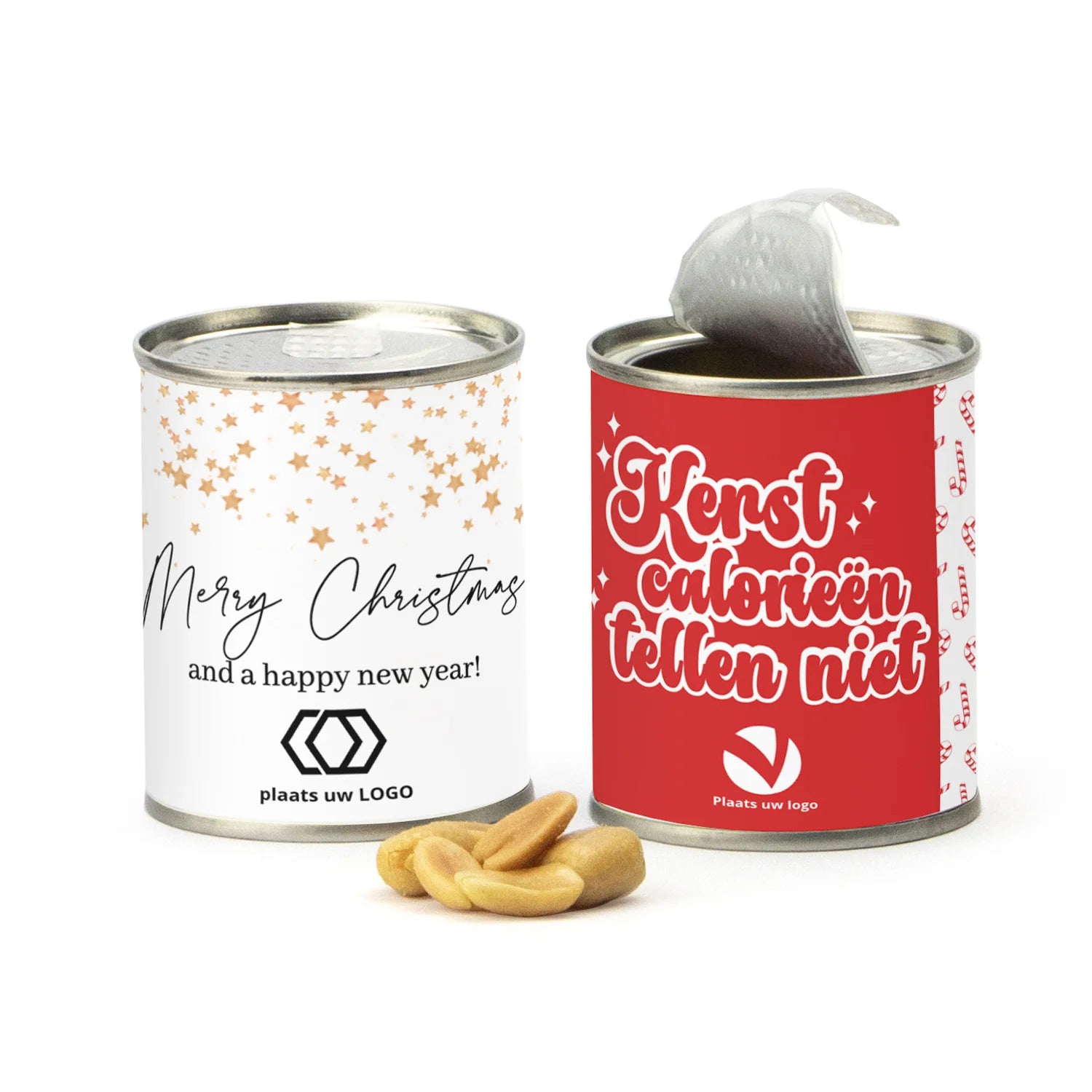 Blikje Zoute pinda's - Kerst - Bedankjes.nl