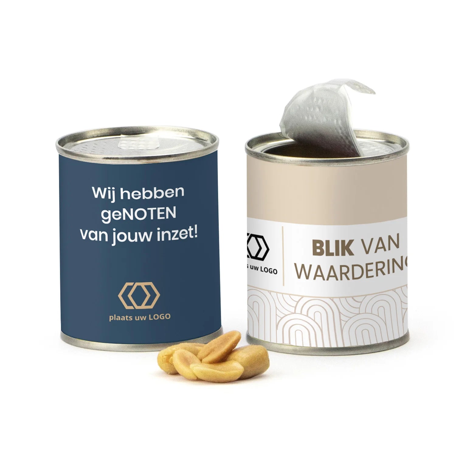 Blikje Zoute pinda's met logo - Zakelijk