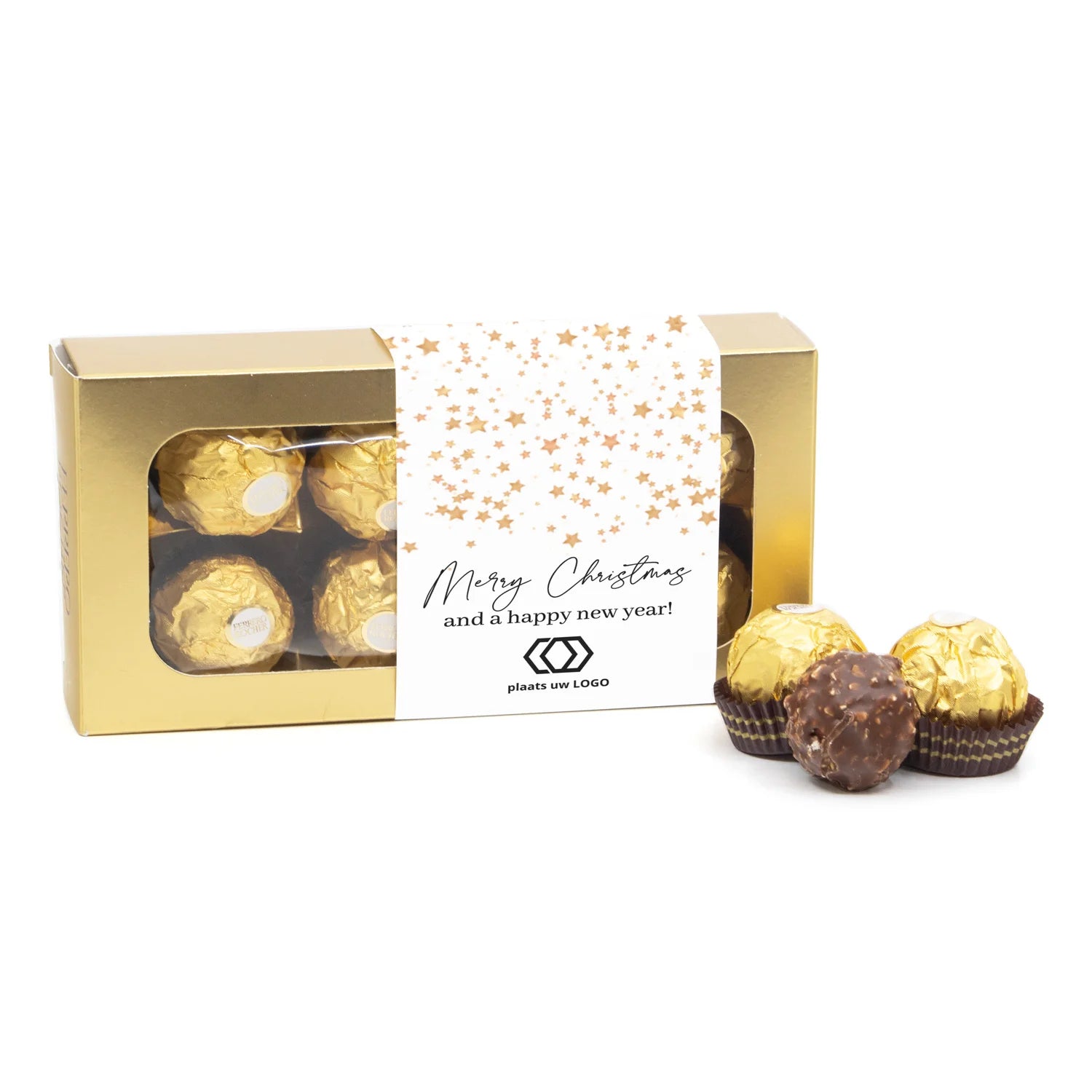 8 Ferrero Rocher geschenkdoos eigen logo - Kerst - Bedankjes.nl