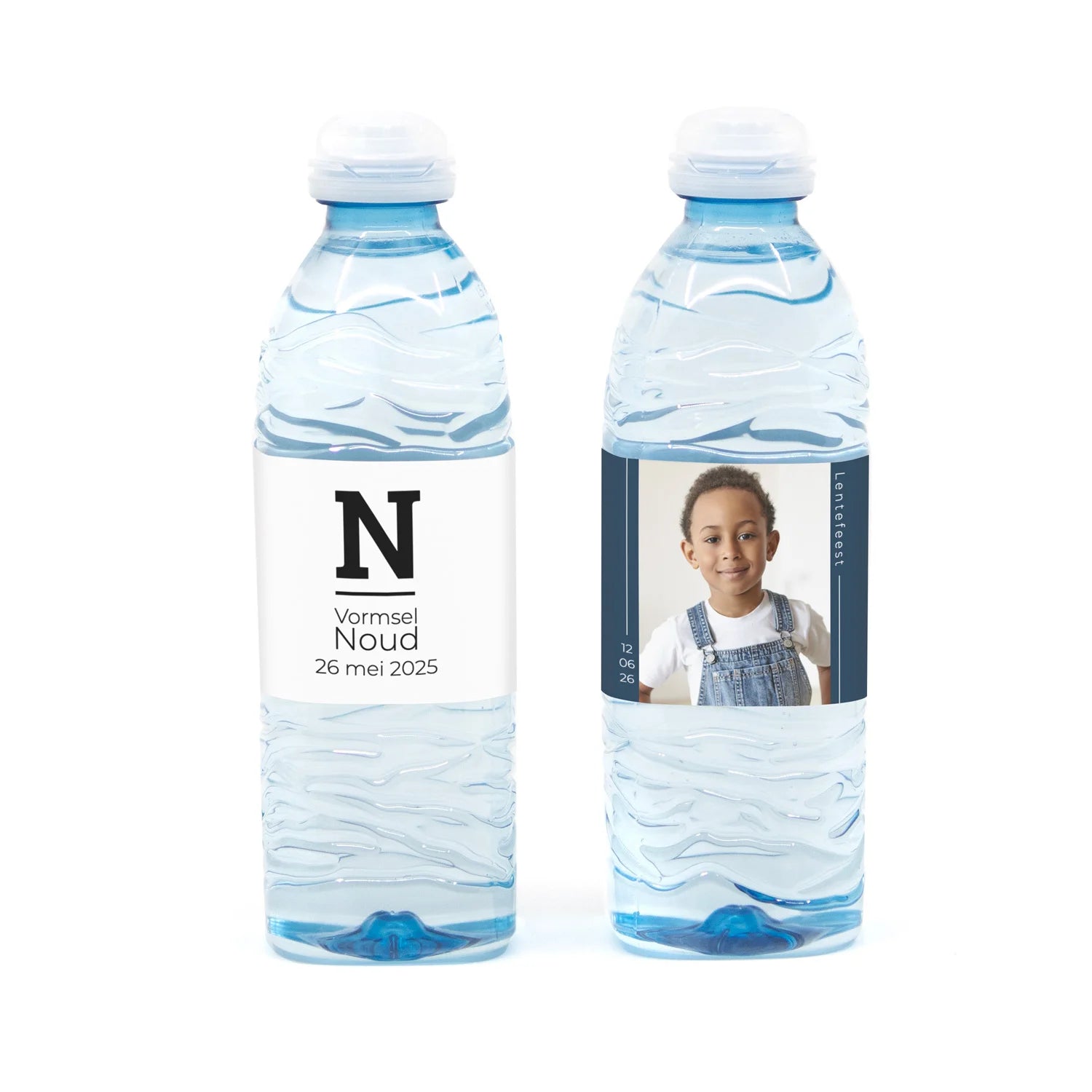 Flesje water met eigen etiket - Communie jongen - Bedankjes.nl