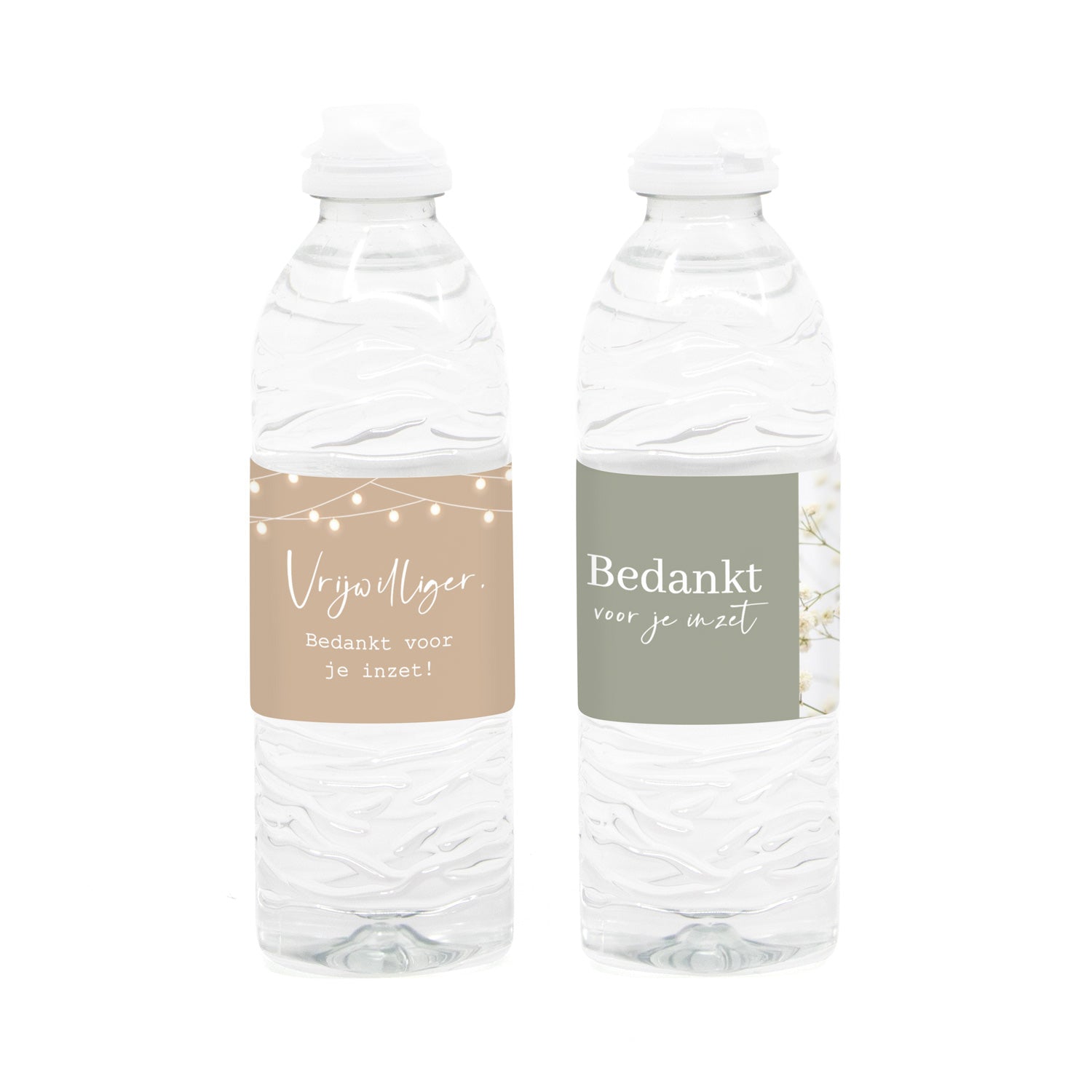 Flesje water met eigen etiket - Vrijwilliger - Bedankjes.nl