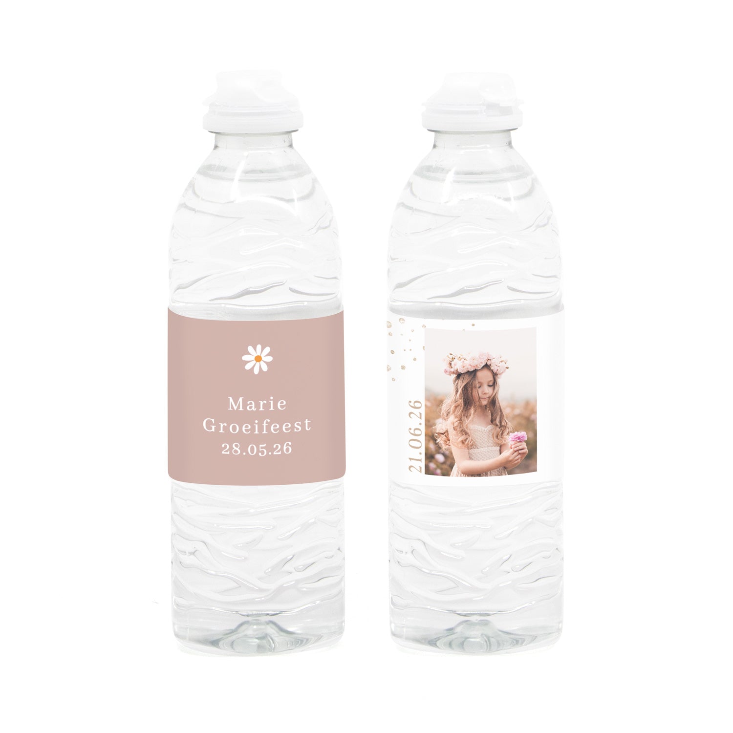 Flesje water met eigen etiket - Communie Meisje - Bedankjes.nl