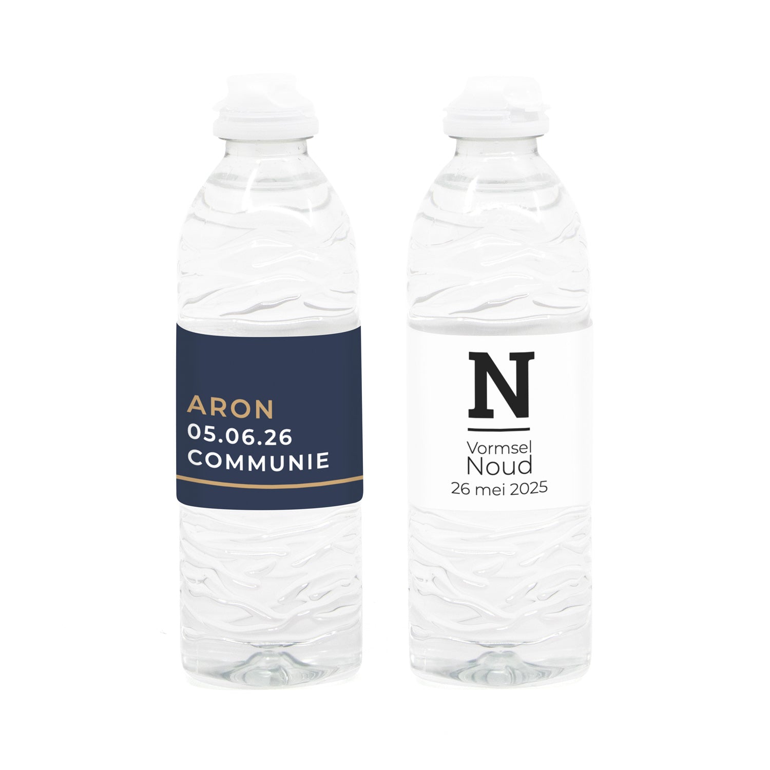 Flesje water met eigen etiket - Communie jongen - Bedankjes.nl