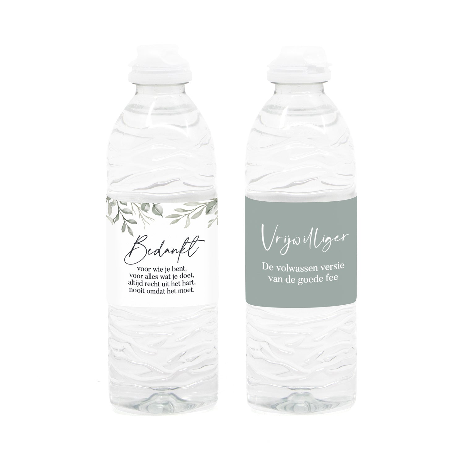Flesje water met eigen etiket - Vrijwilliger - Bedankjes.nl