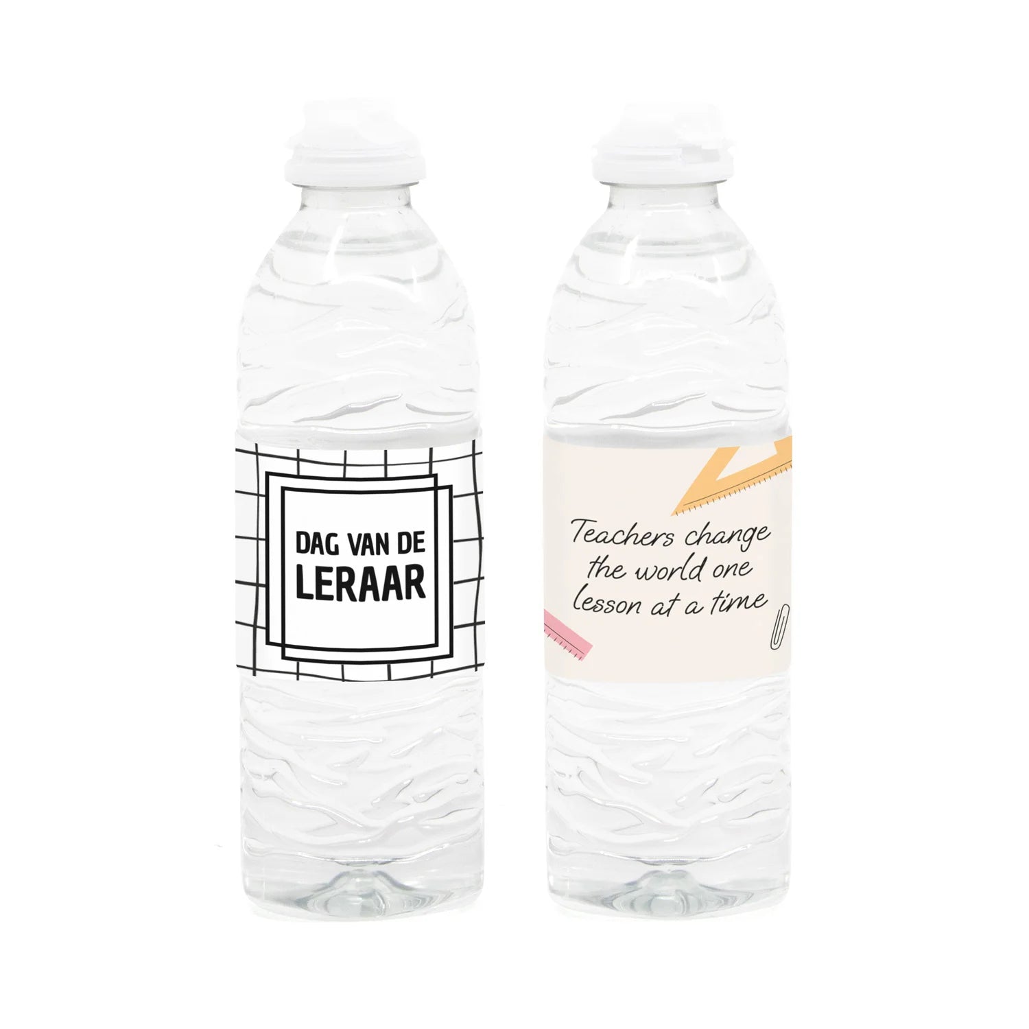 Flesje water met eigen etiket - Leraar - Bedankjes.nl