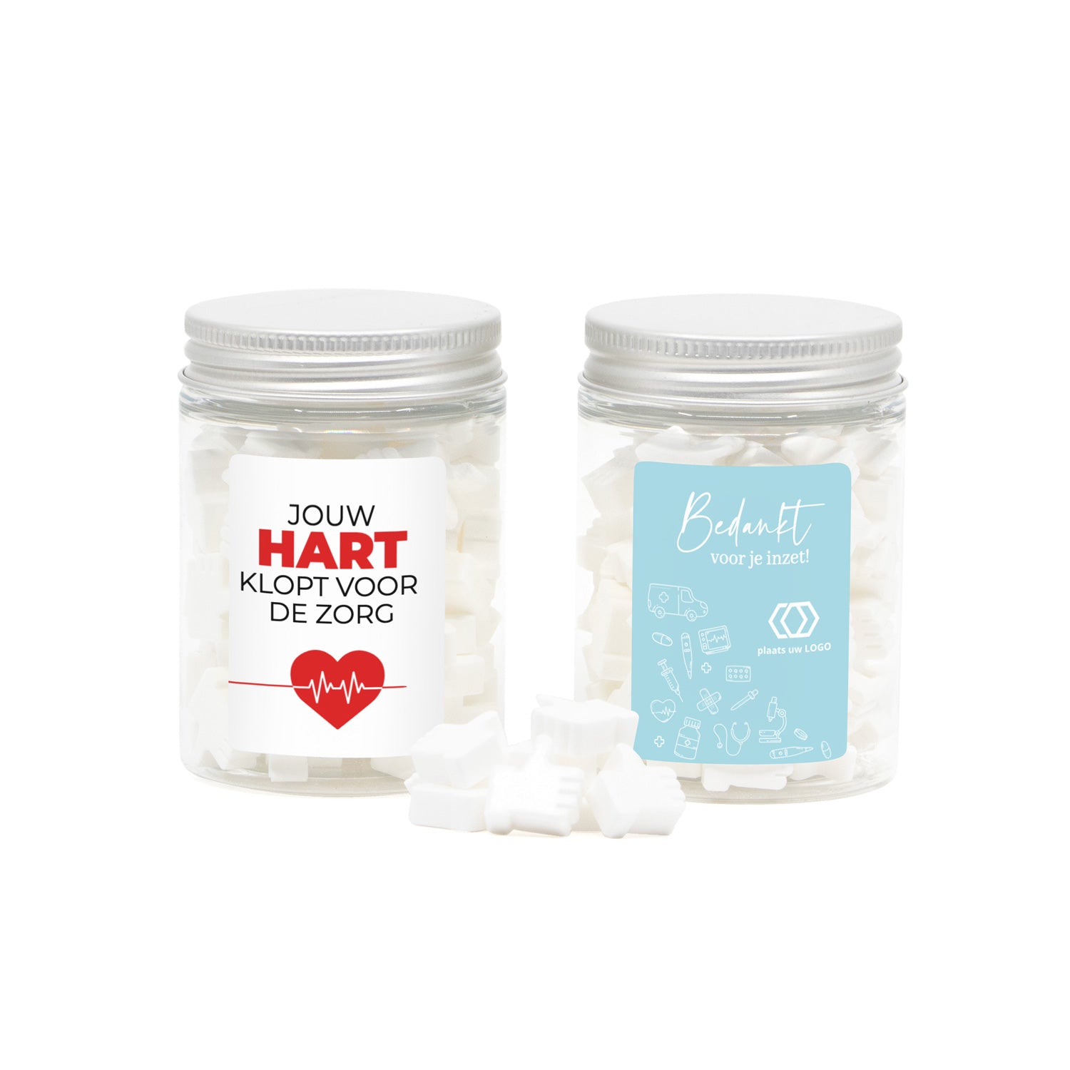 Potje snoepjes met eigen etiket - Verpleging - Bedankjes.nl