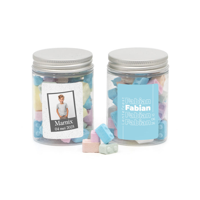 Potje met bouwsteentjes - Communie jongens Potje met bouwsteentjes - Communie jongens