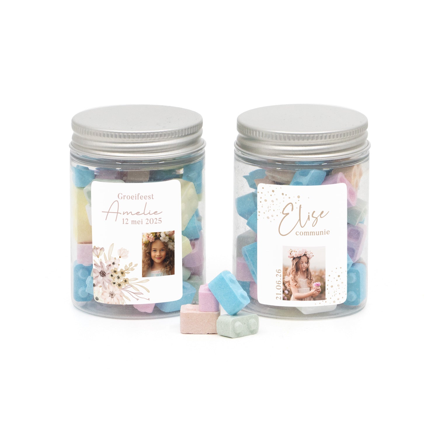 Potje met bouwsteentjes - Communie meisjes - Bedankjes.nl