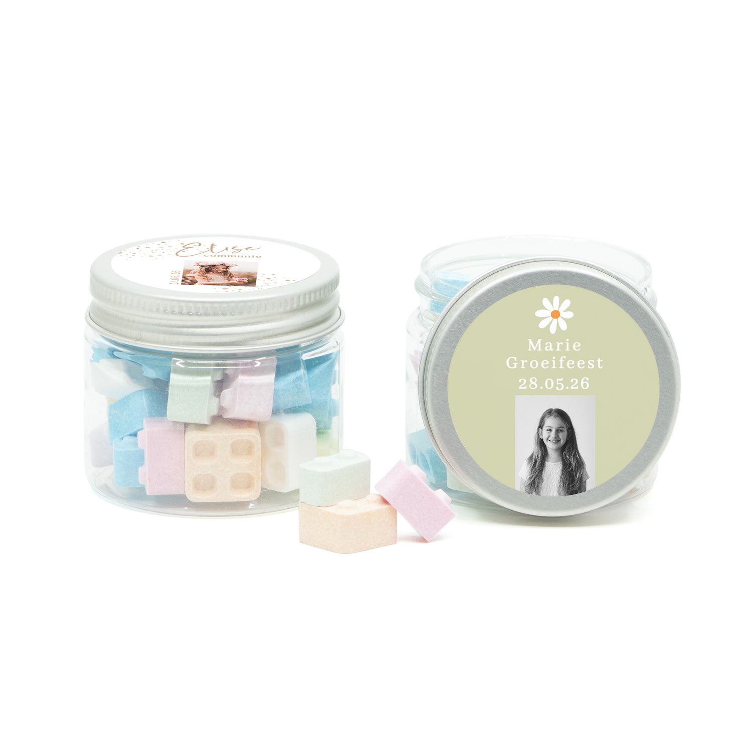 Mini potje met bouwsteentjes - Communie meisjes - Bedankjes.nl