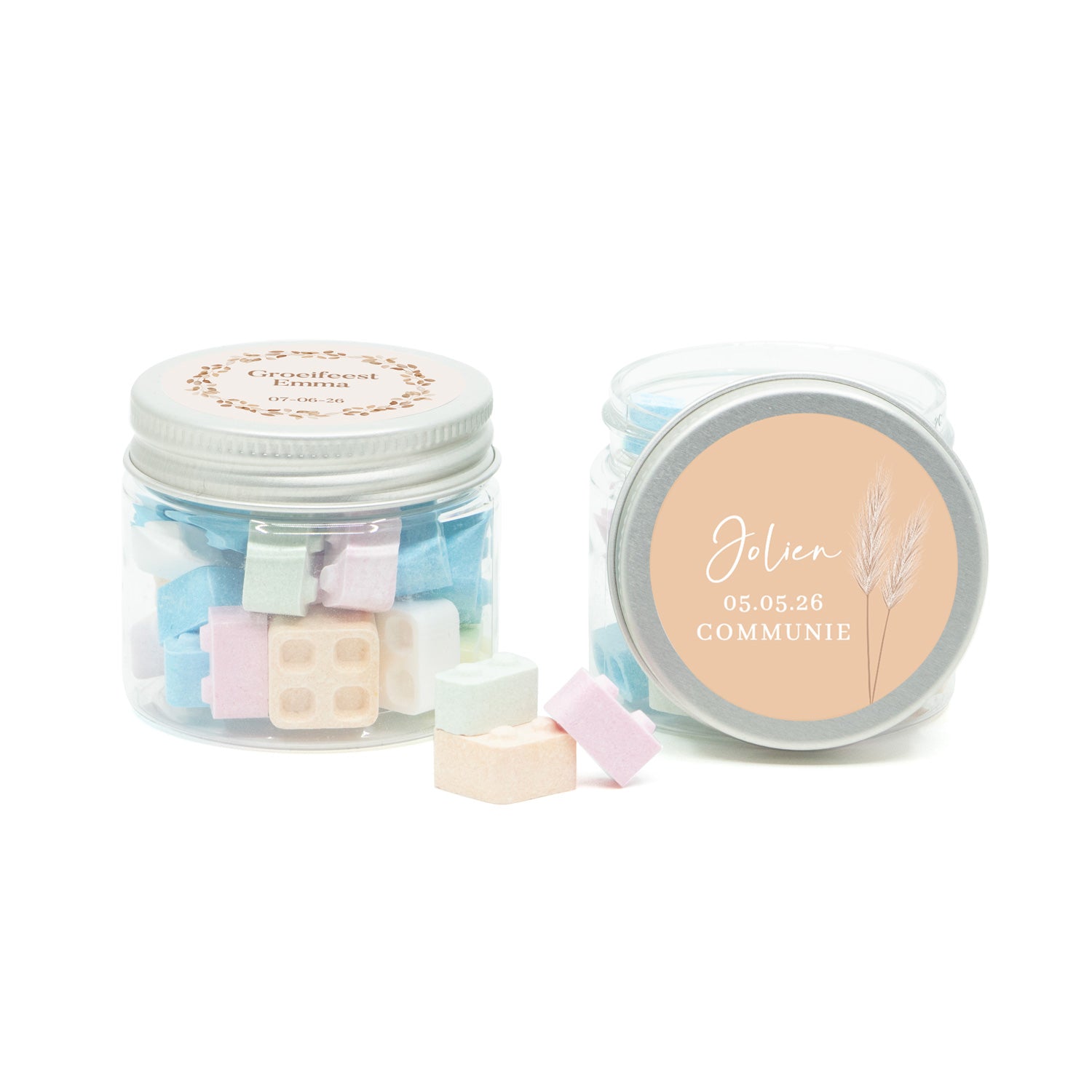 Mini potje met bouwsteentjes - Communie meisjes - Bedankjes.nl