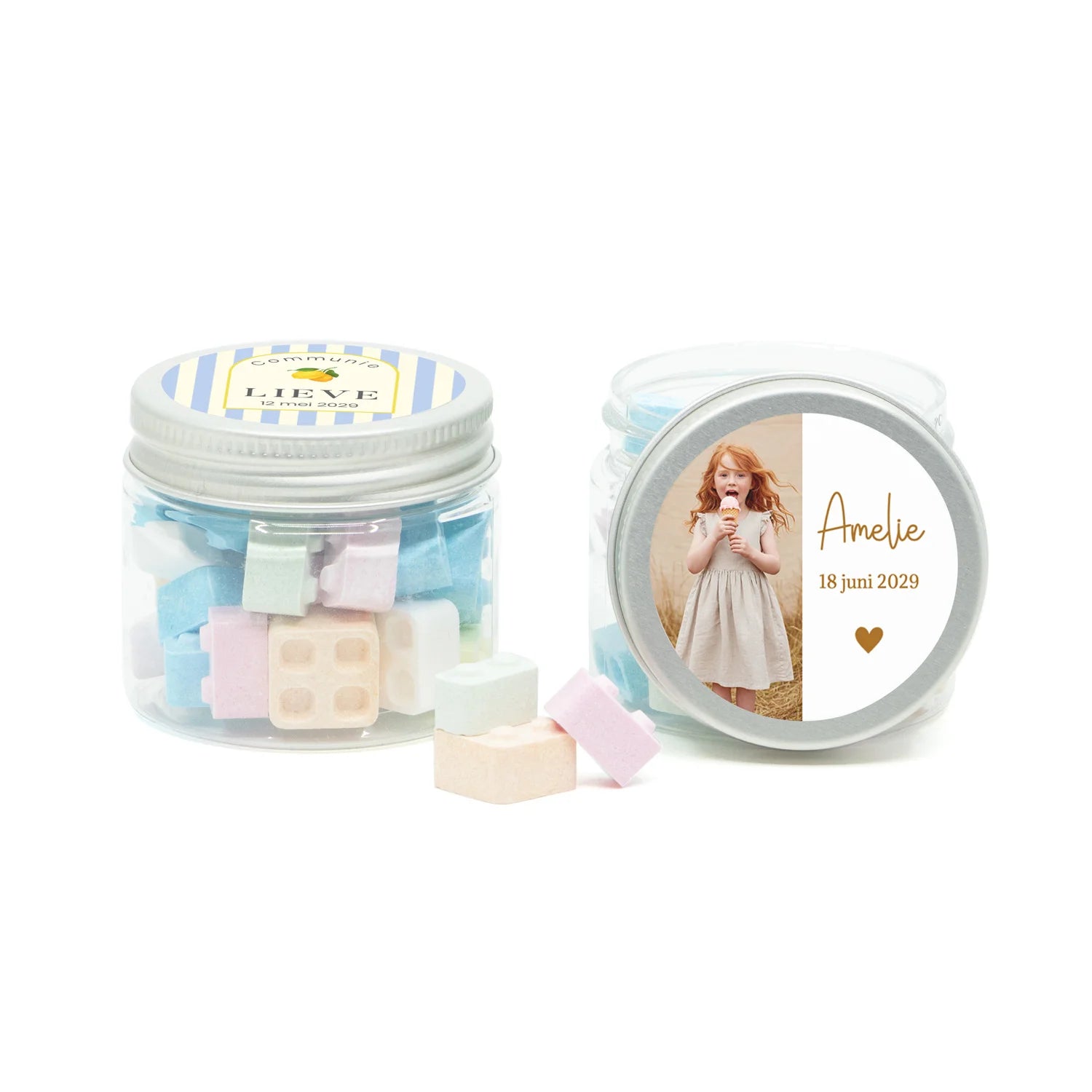 Mini potje met bouwsteentjes - Communie meisjes