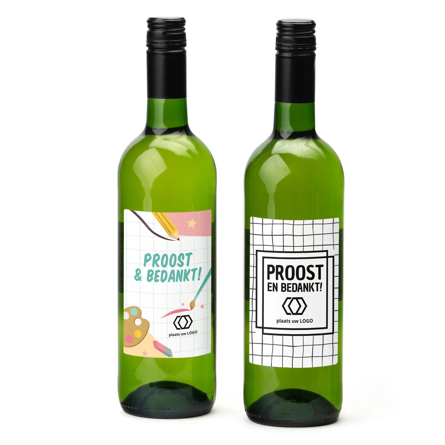 Fles witte wijn met eigen etiket - Leraar - Bedankjes.nl