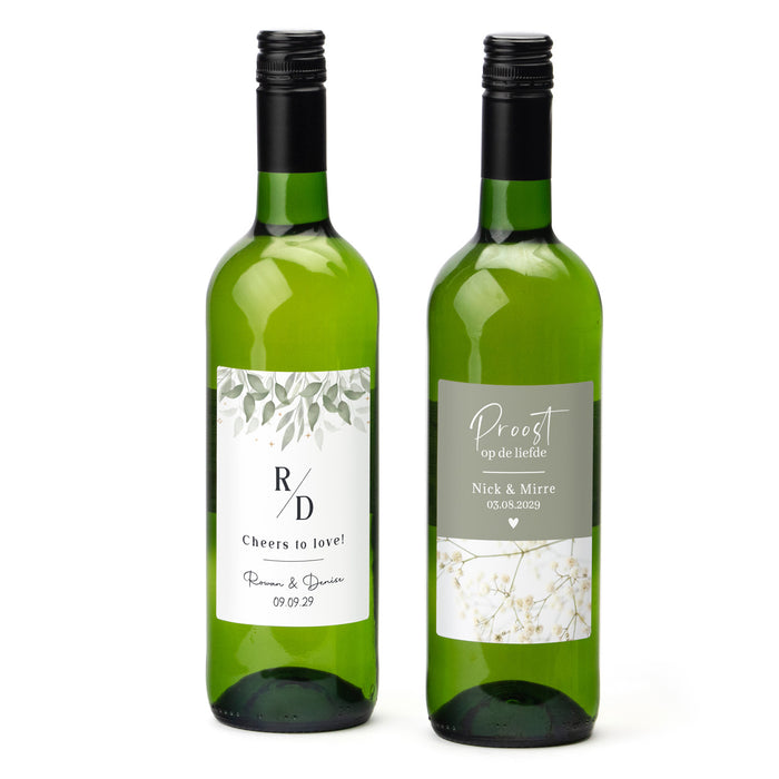 Fles Witte wijn met eigen etiket - Trouwen Fles Witte wijn met eigen etiket - Trouwen