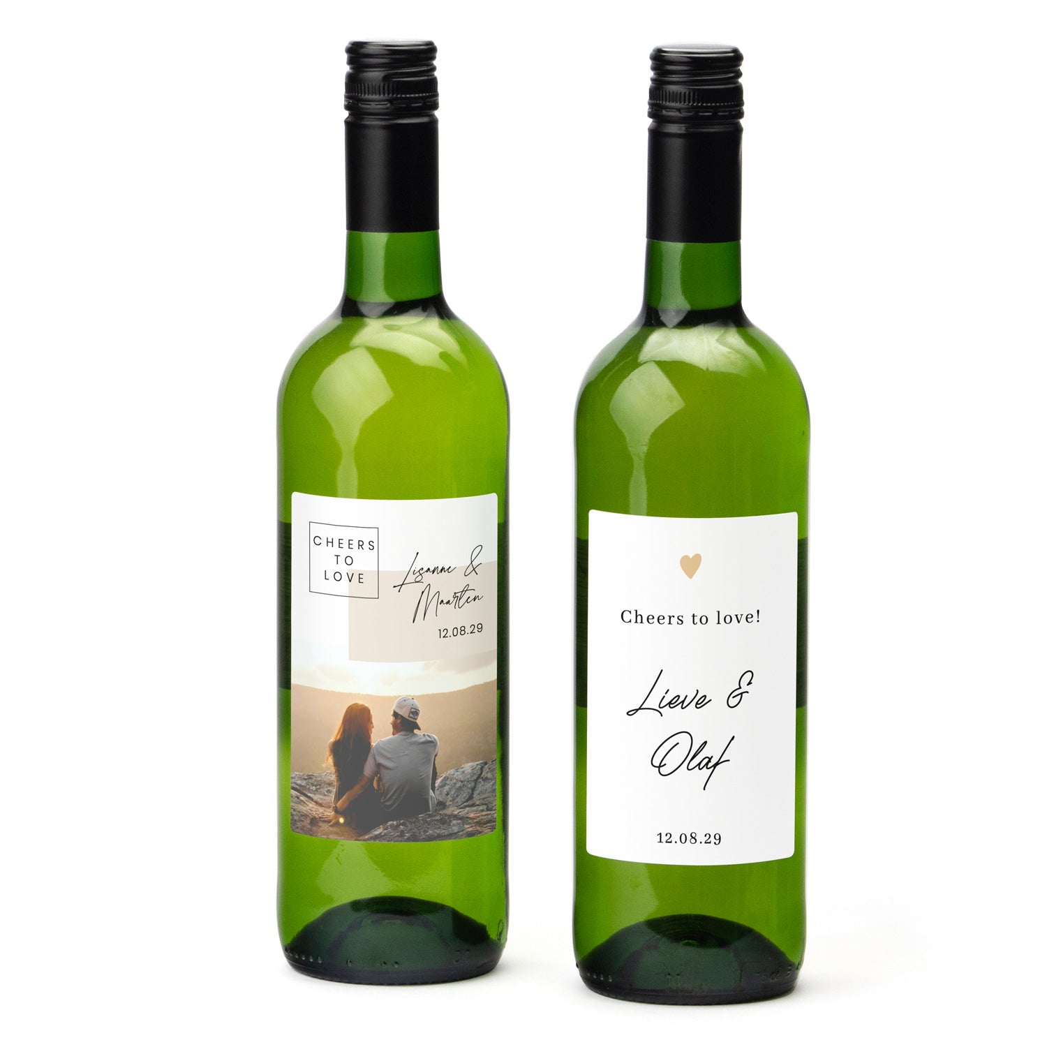 Fles Witte wijn met eigen etiket - Trouwen - Bedankjes.nl