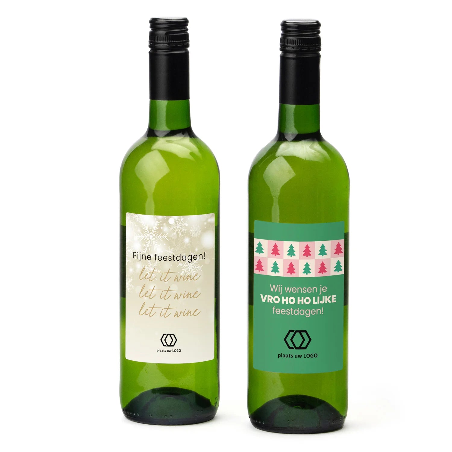 Fles Witte wijn met eigen etiket - Kerst - Bedankjes.nl