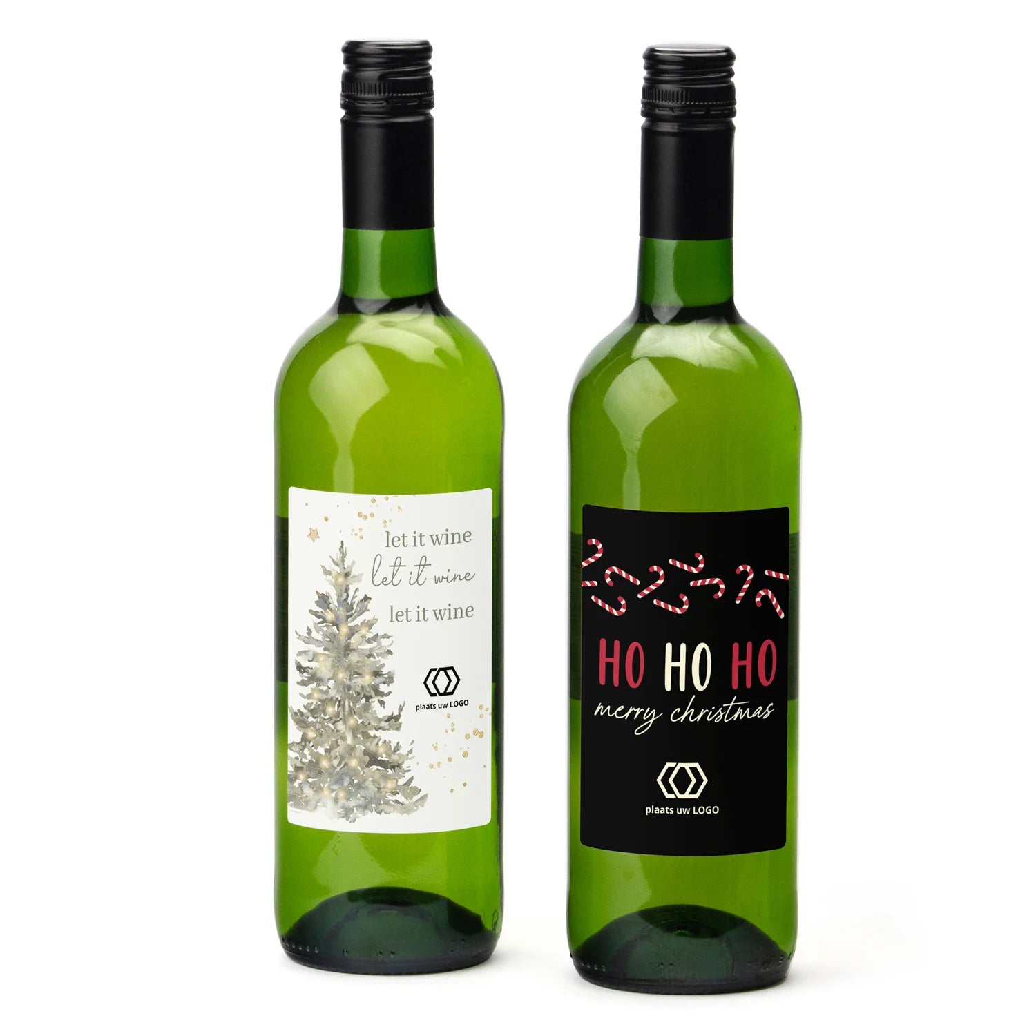 Fles Witte wijn met eigen etiket - Kerst - Bedankjes.nl