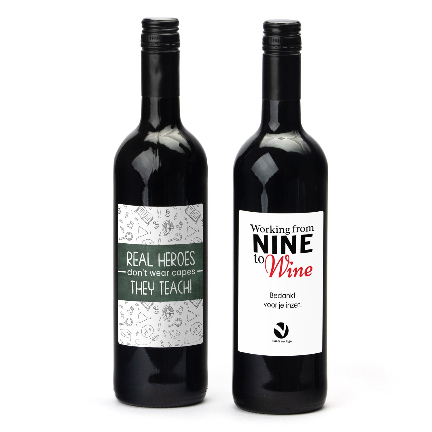 Fles Rode wijn met persoonlijk etiket - Leraar - Bedankjes.nl