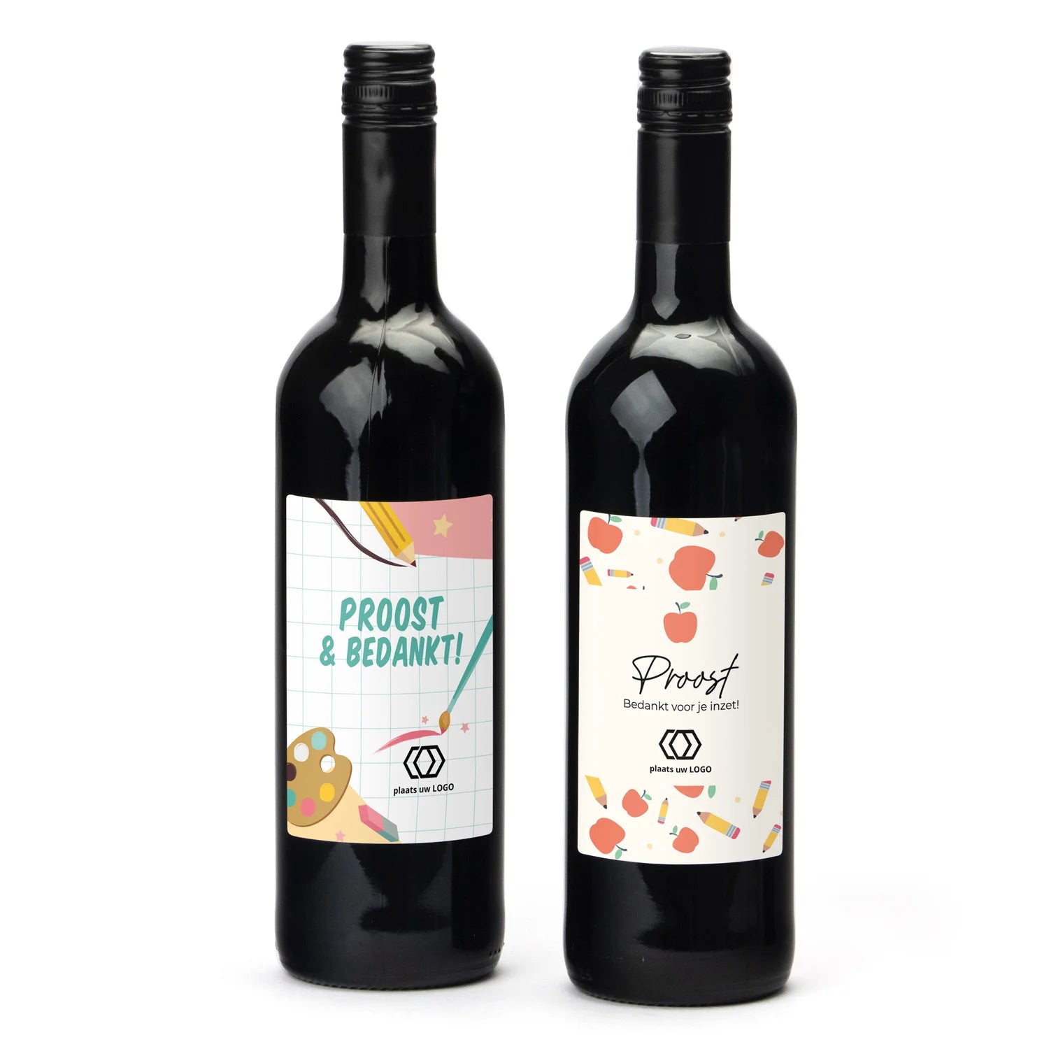 Fles Rode wijn met persoonlijk etiket - Leraar - Bedankjes.nl