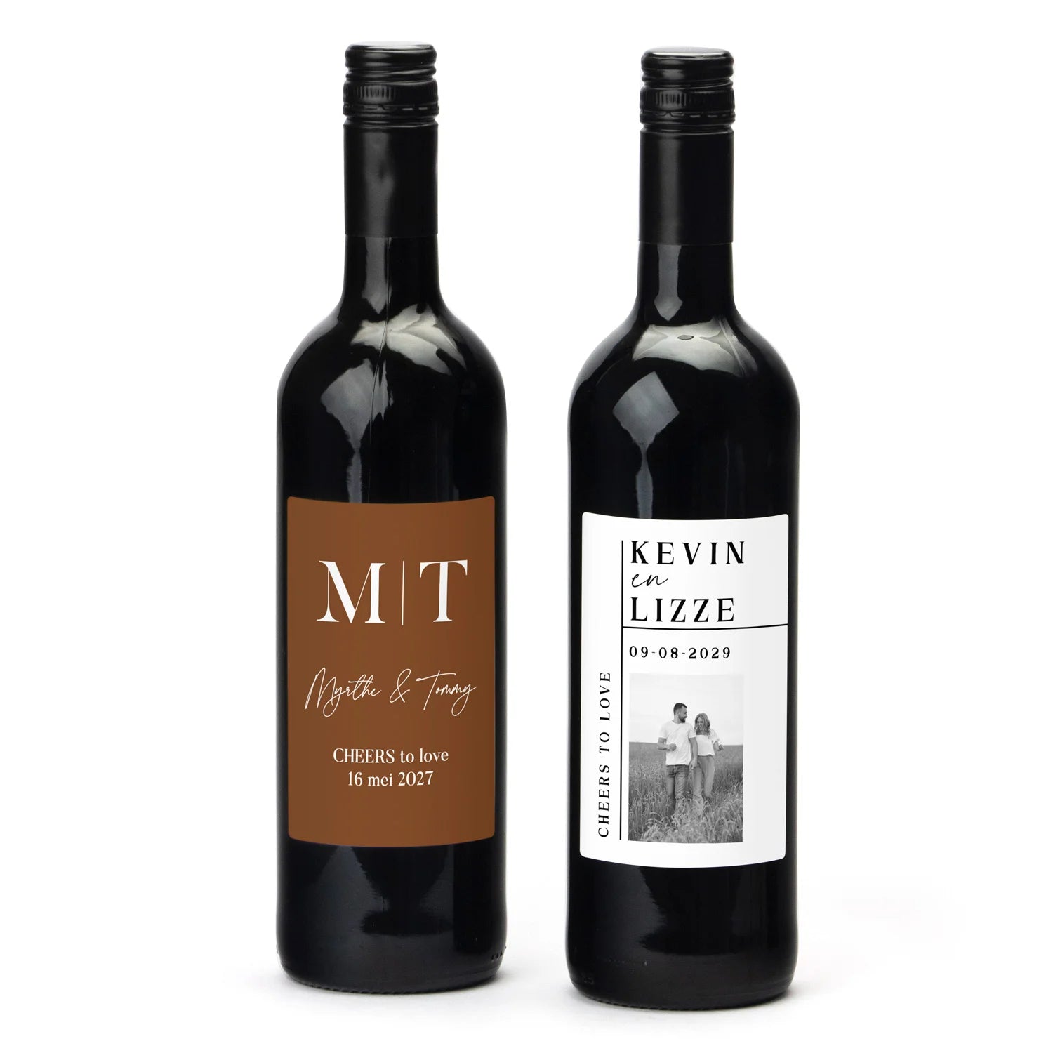 Fles Rode wijn met persoonlijk etiket - Trouwen - Bedankjes.nl