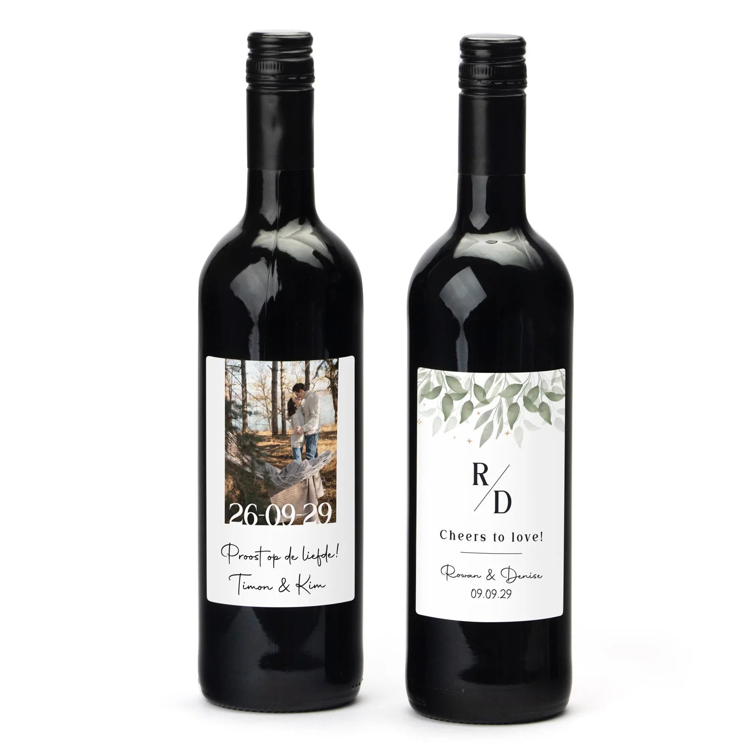 Fles Rode wijn met persoonlijk etiket - Trouwen - Bedankjes.nl