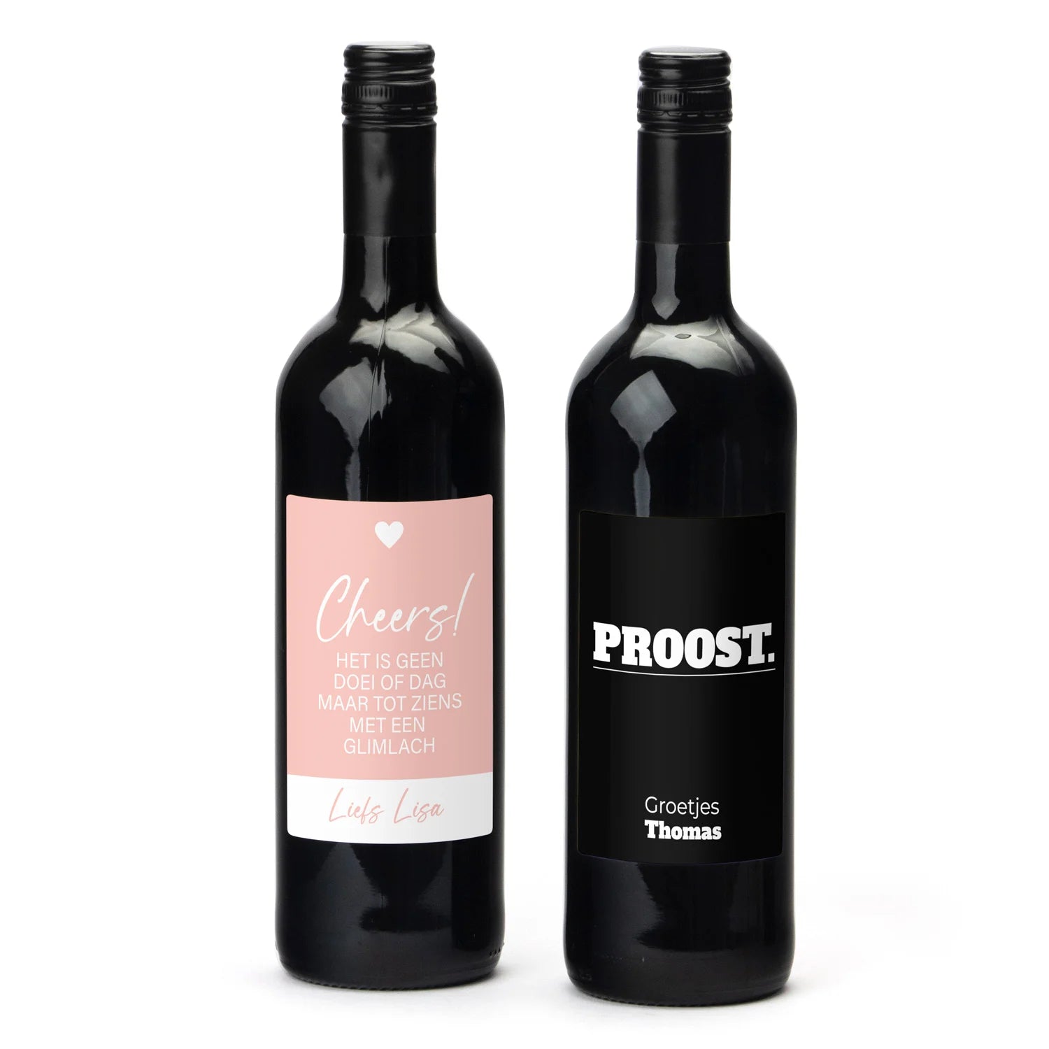 Fles Rode wijn met persoonlijk etiket - Afscheid Collega's - Bedankjes.nl