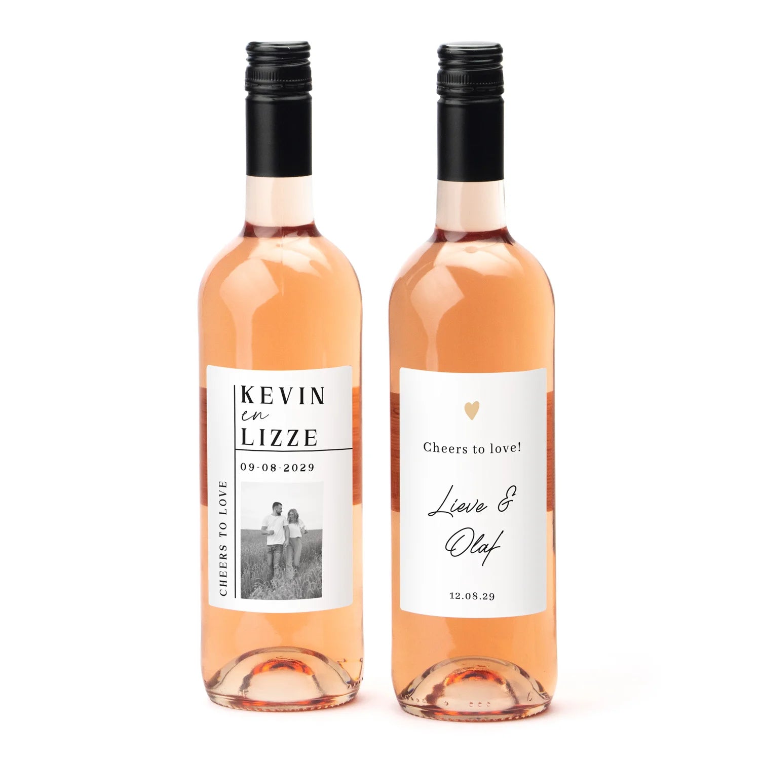 Fles Rosé wijn met persoonlijk etiket - Trouwen - Bedankjes.nl