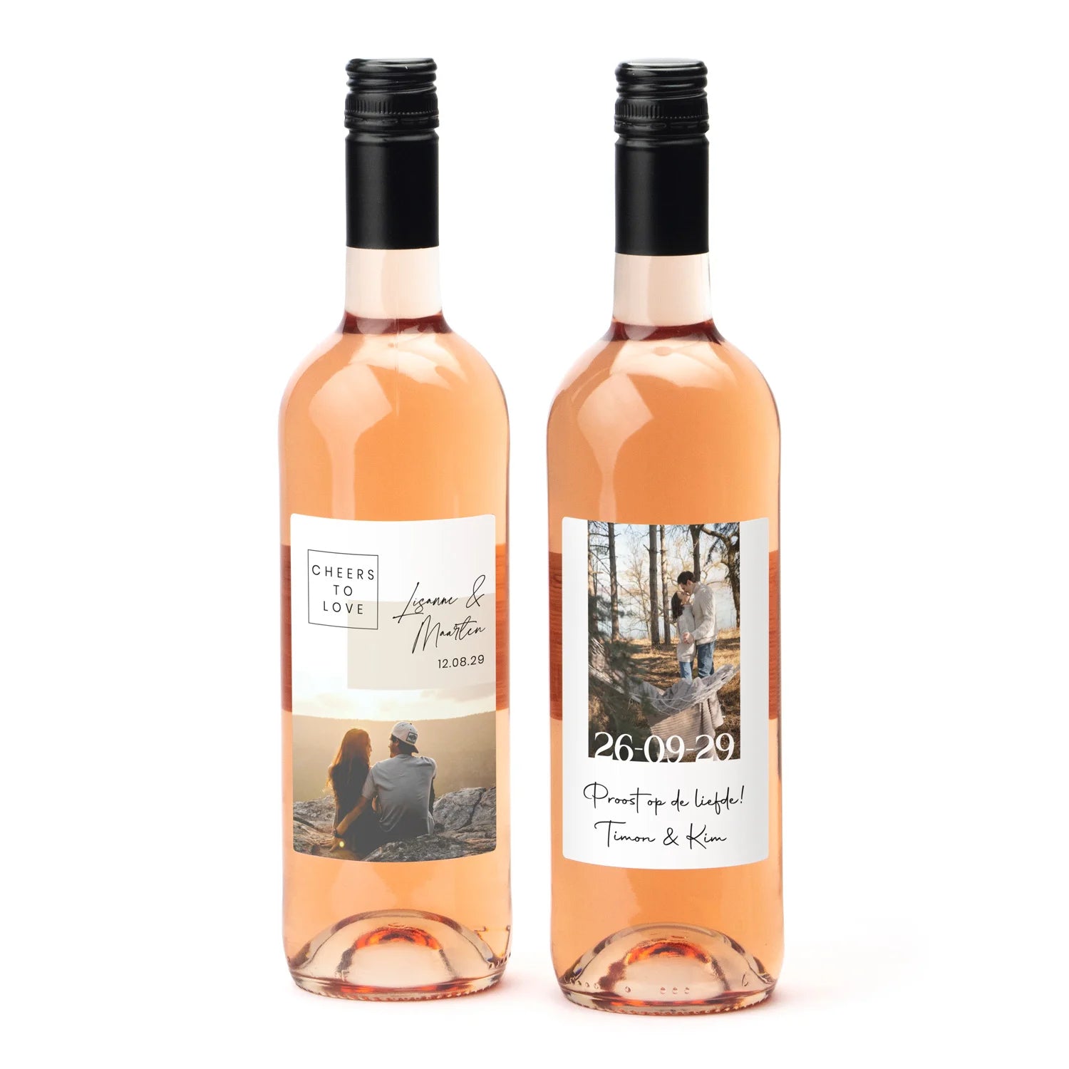 Fles Rosé wijn met persoonlijk etiket - Trouwen - Bedankjes.nl