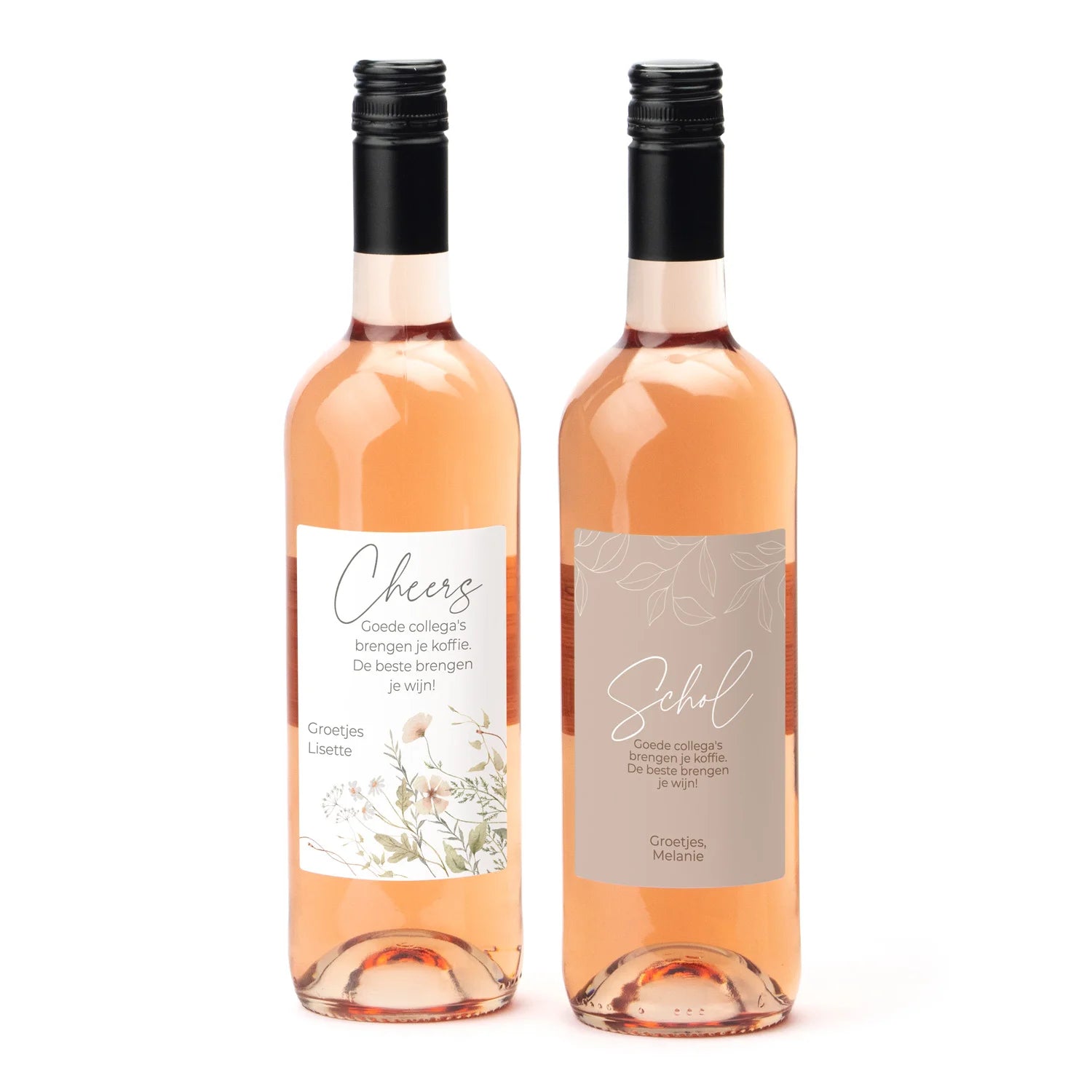 Fles Rosé wijn met persoonlijk etiket - Afscheid Collega's - Bedankjes.nl