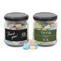 Glazen snoeppotje met bouwsteentjes - Vrijwilliger