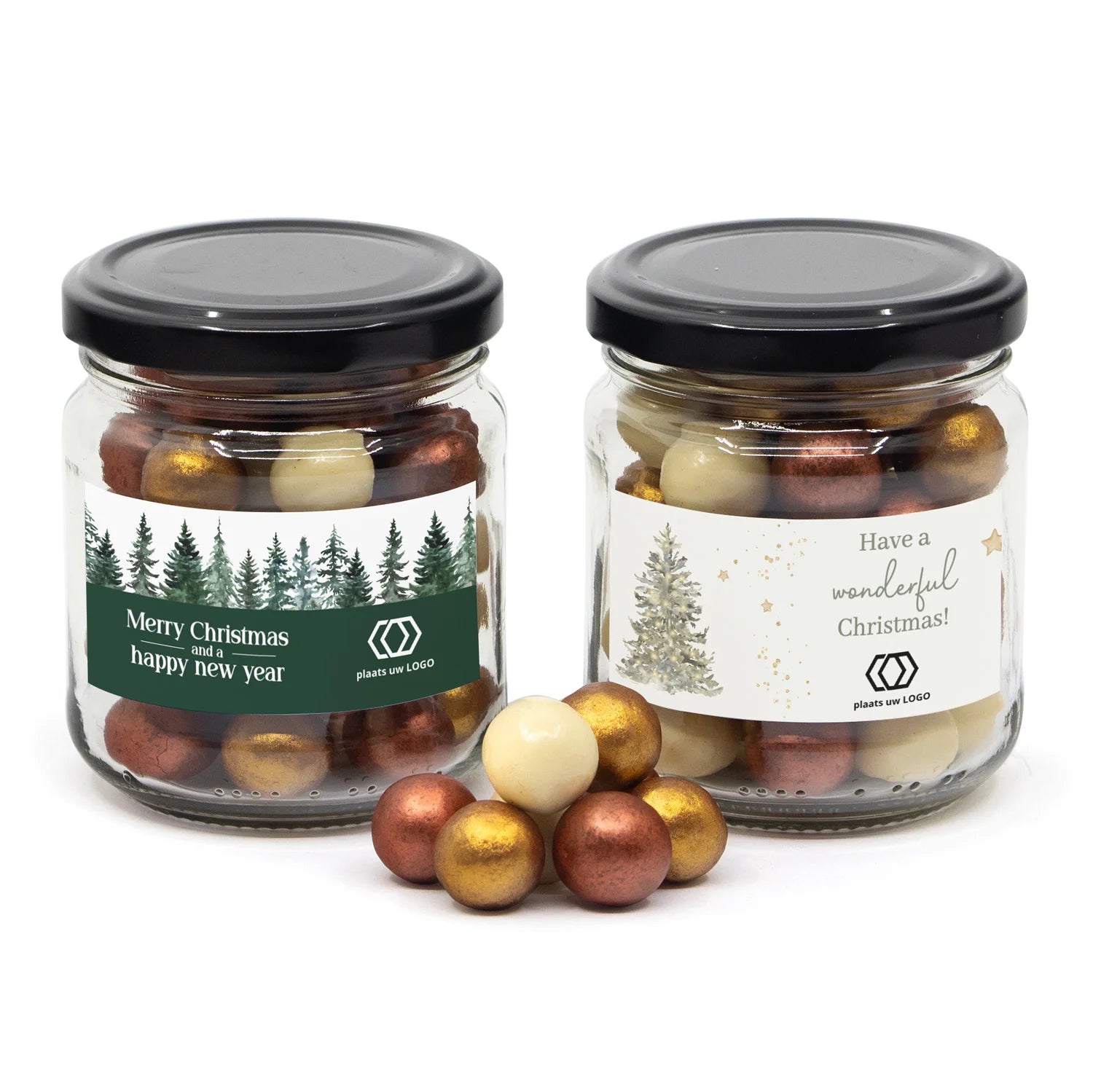 Glazen snoeppotje met kerst pearls - Kerst