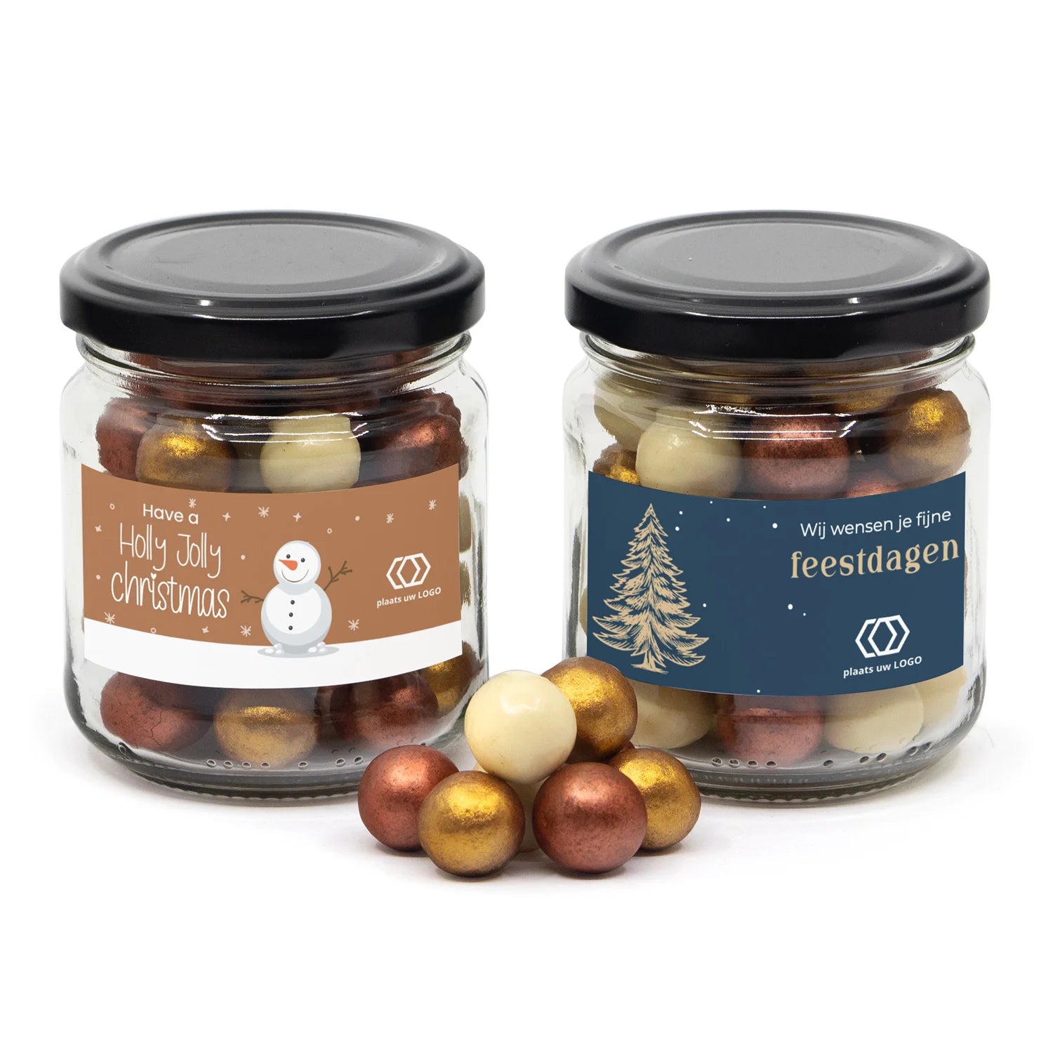 Glazen snoeppotje met kerst pearls - Kerst