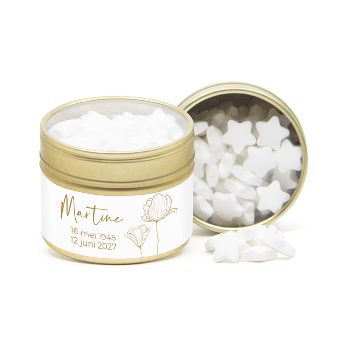 Vensterblikje Goud met eigen wikkel - Afscheid dierbare Vensterblikje Goud met eigen wikkel - Afscheid dierbare