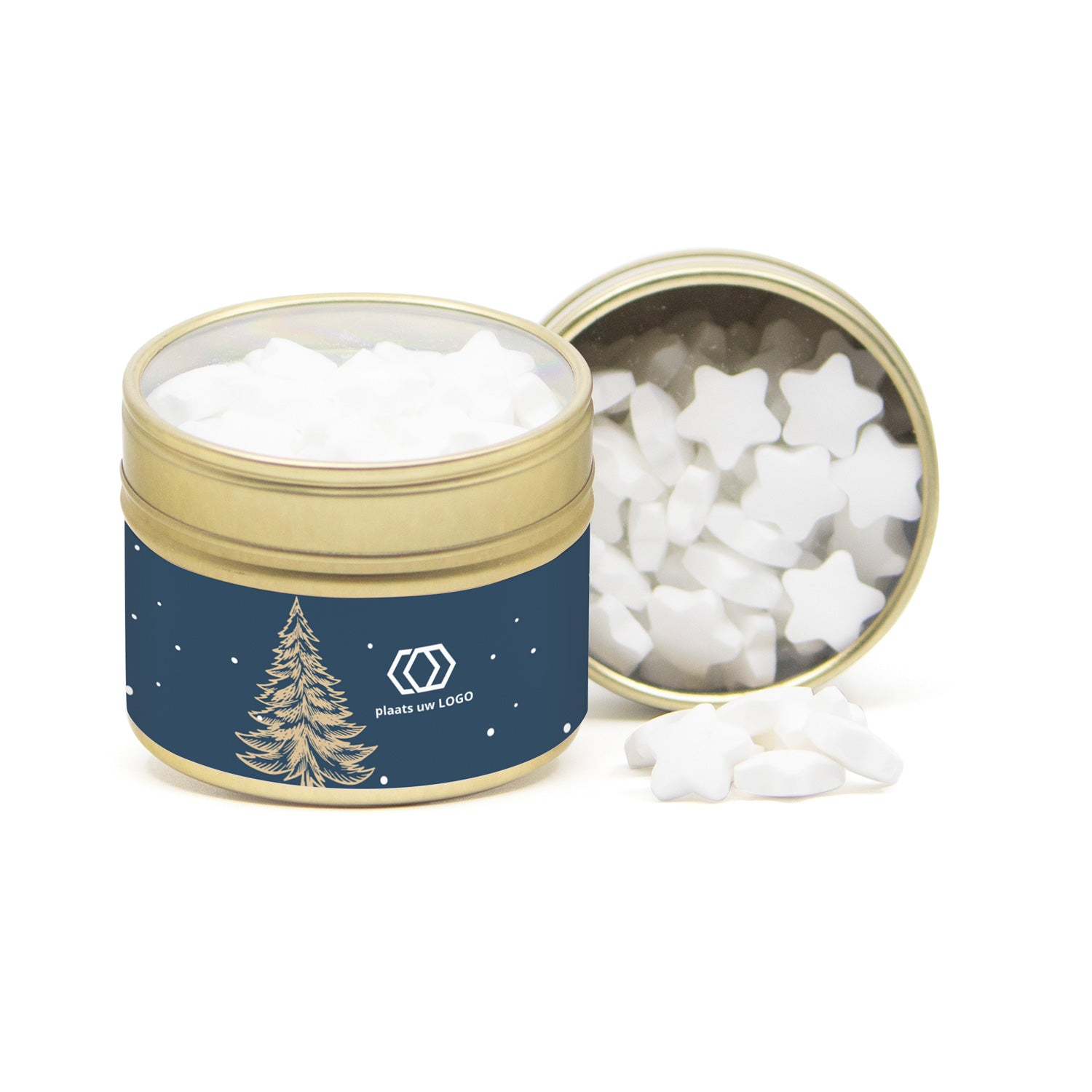 Vensterblikje Goud met eigen wikkel - Kerst - Bedankjes.nl