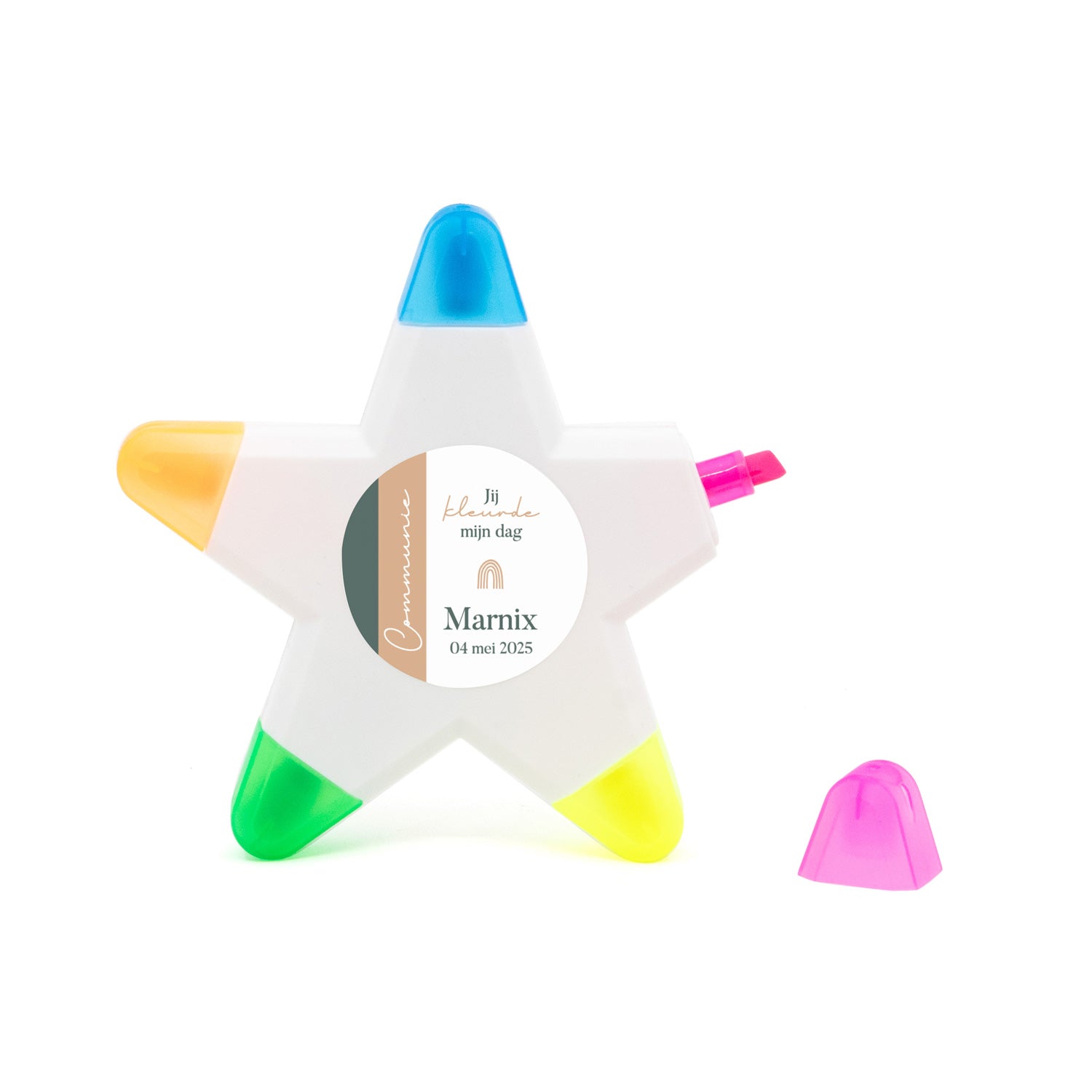 Highlight ster met eigen etiket - Communie Jongens - Bedankjes.nl