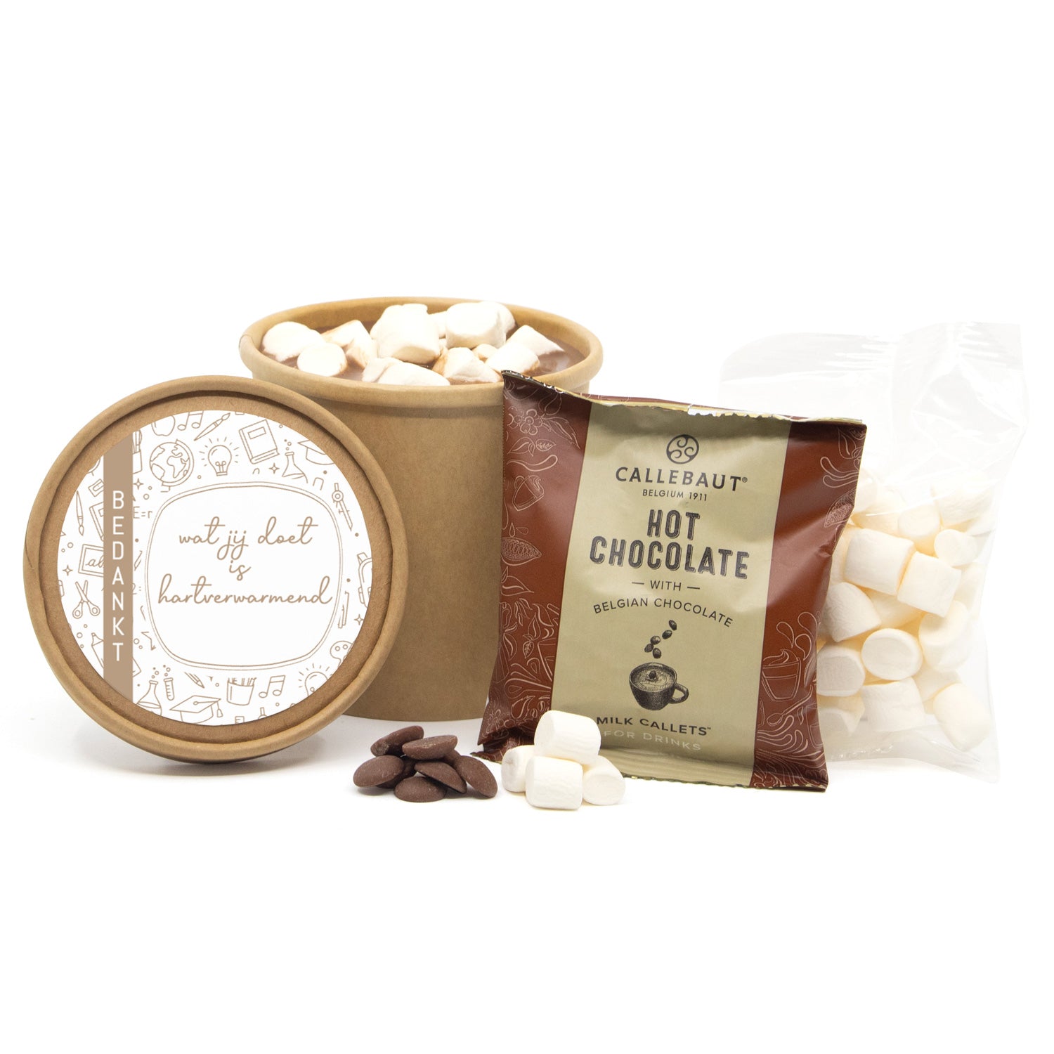 Hot Chocolate in kraftbeker met eigen etiket - Leraar