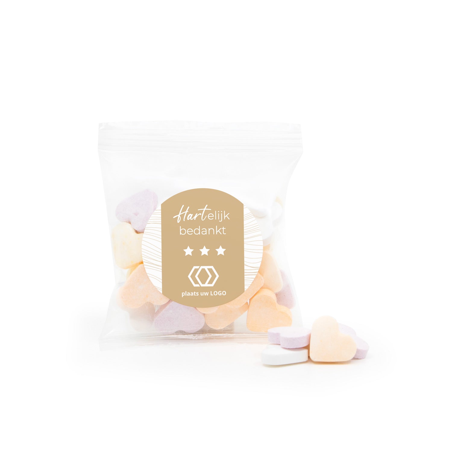 Zakje fruithartjes met eigen etiket - Zakelijk - Bedankjes.nl