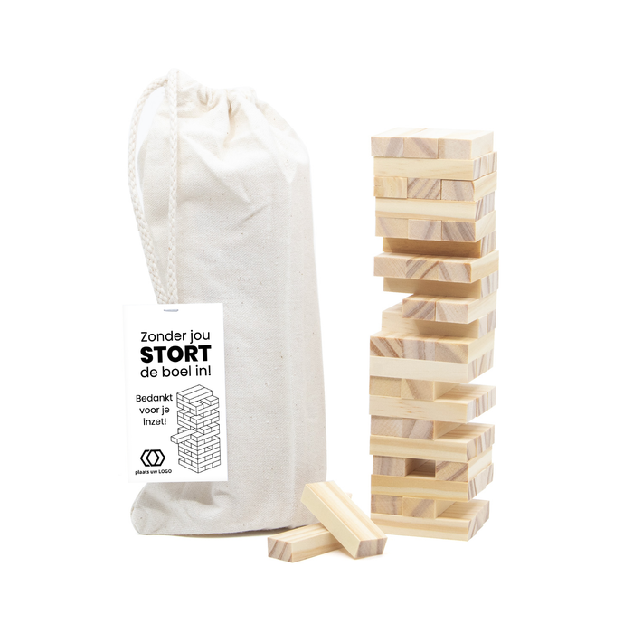 Jenga spel met eigen kaartje - Zakelijk Jenga spel met eigen kaartje - Zakelijk