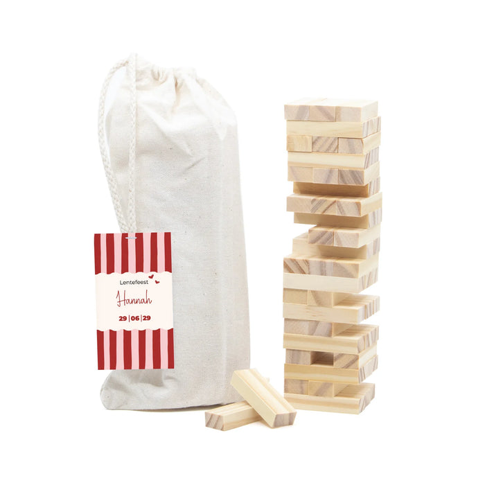 Jenga spel met persoonlijk kaartje - Communie meisjes Jenga spel met persoonlijk kaartje - Communie meisjes