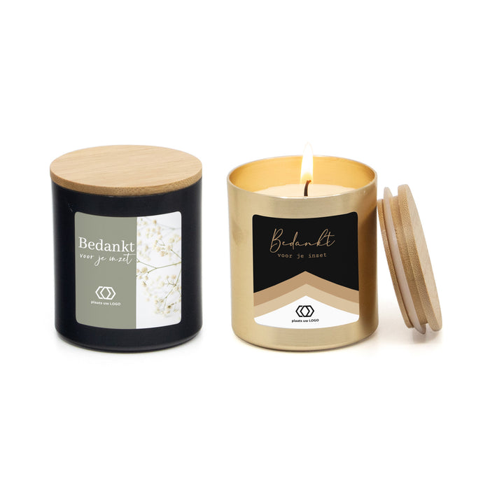 Geurkaars met eigen etiket - Zakelijk Geurkaars met eigen etiket - Zakelijk